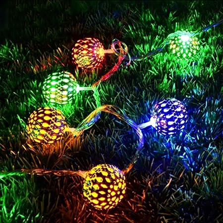 Techyshop Metal Ball LED White String Light For Diwali Decoration