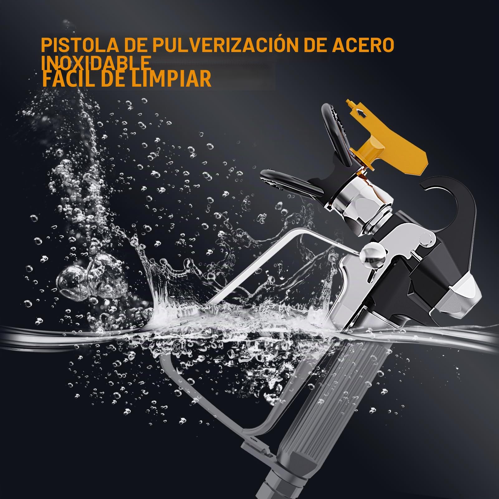 Pulverizador de Pintura sin Aire MAXXT|Alta presión de 226 Bar|200W|Caudal máx.1,6 l/min|Manguera de Alta presión de 7,5 m|Diseño Ligero de 6,7kg|para Pinturas al Agua y Barnices