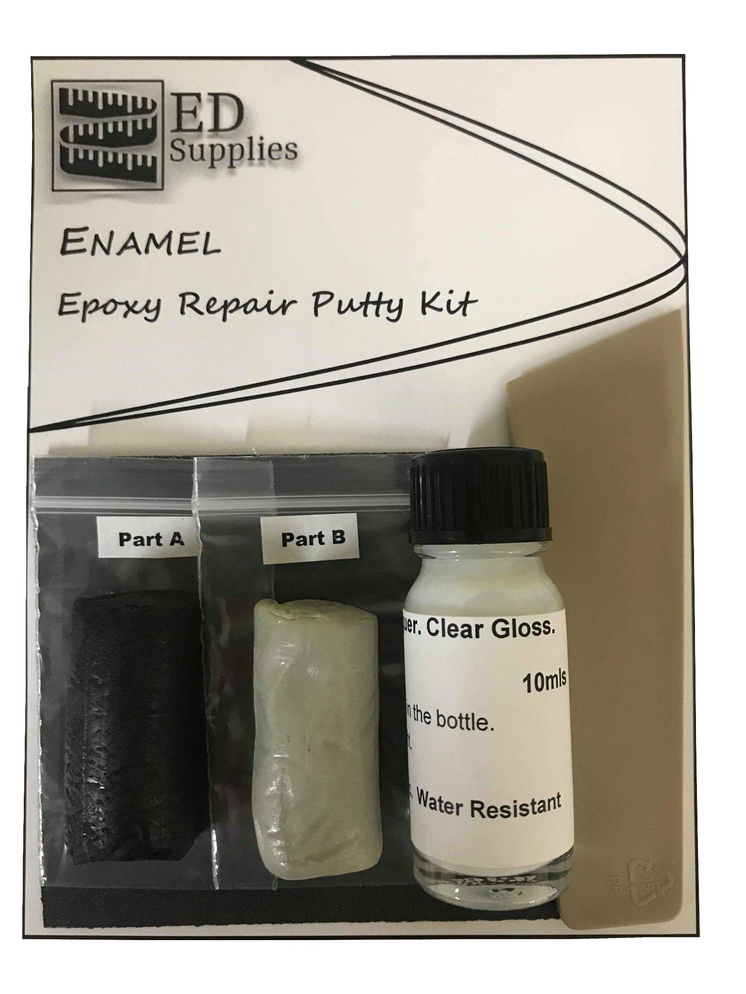 Enamel Baths, Sinks, Toilets & Shower Trays Epoxy Repair Putty Kit – Repairs Chips, Cracks & Similar Damage. (Black)