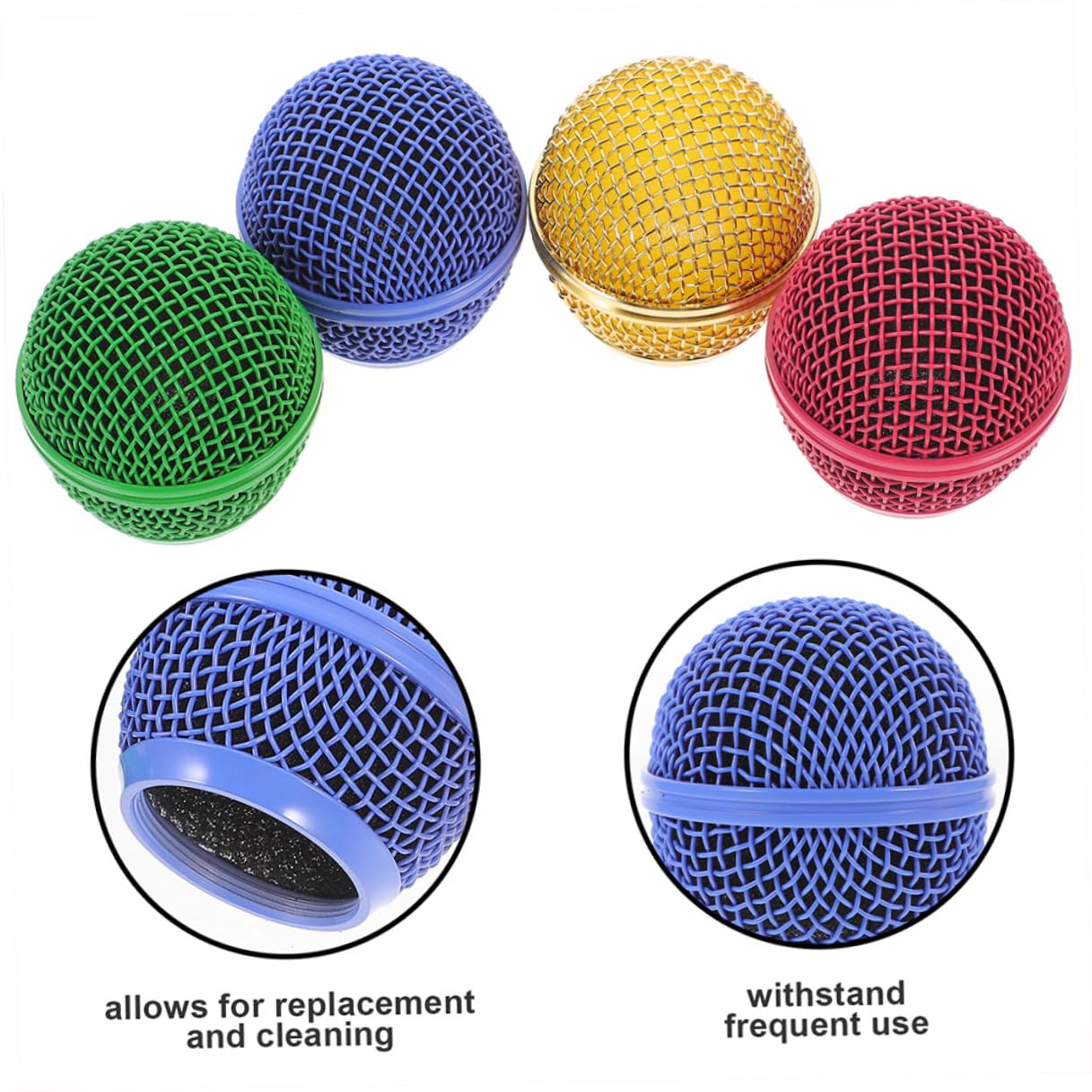 8 piezas Rejilla de Malla para Micrófono Pack Cabeza Esférica Reemplazo Compatible Cubierta Protectora Duradera Fácil Instalación