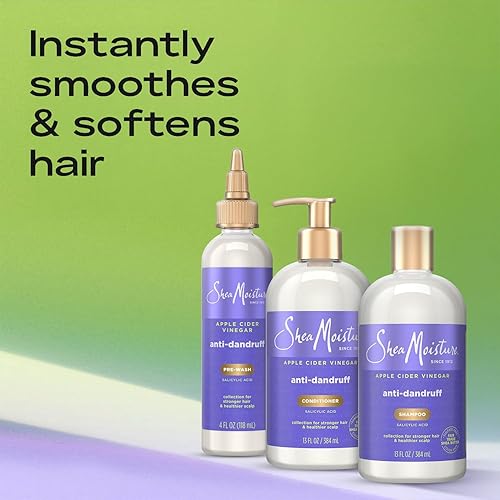Miniatura 3 de SheaMoisture Champú y acondicionador anticaspa + prelavado – Vinagre de sidra de manzana, manteca de karité, 3% ácido salicílico para escamas y