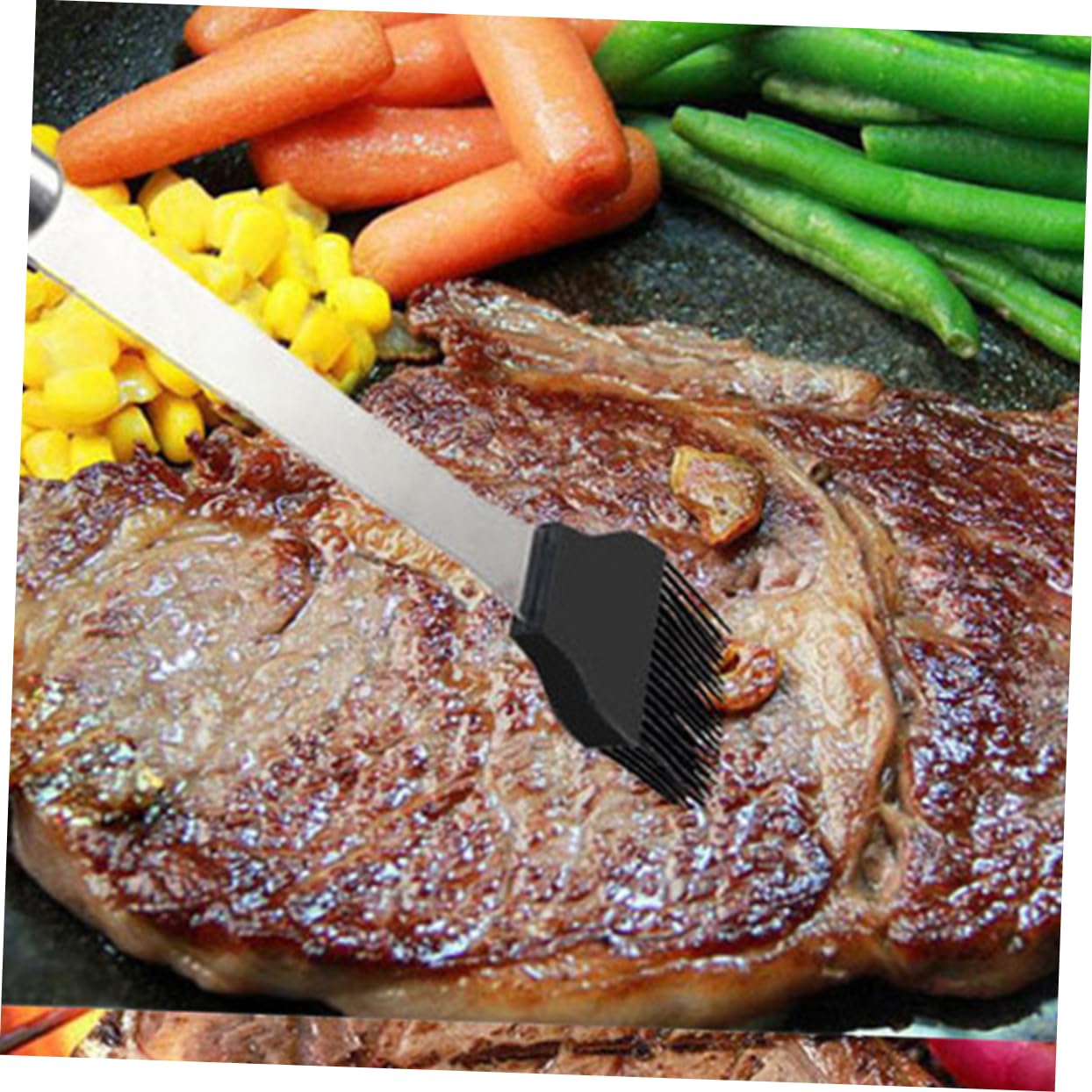 Set Utensili Barbecue Inox 12 Pezzi con Borsa Nera | Spatola, Pinza, Coltello, Forchetta, Pennello e Spiedini, per Campeggio e Outdoor