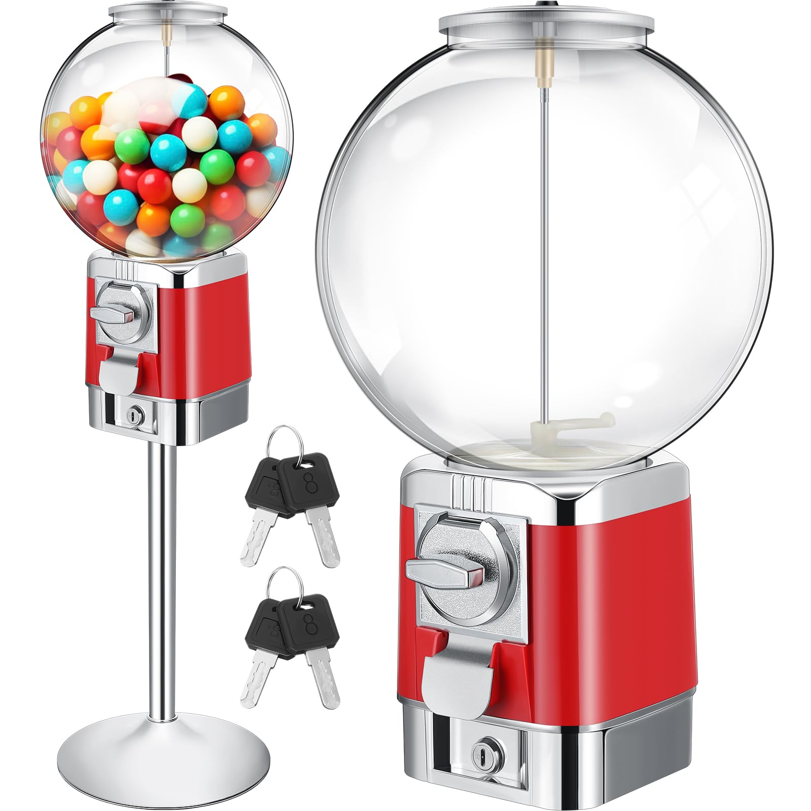 Vending Machine with Metal Stand Capsule Vending Machines Commercial Coin Gumball Machine for Boys Girls 25 Cent Coin Operated Candy Dispenser Vending Machine for Business or Home