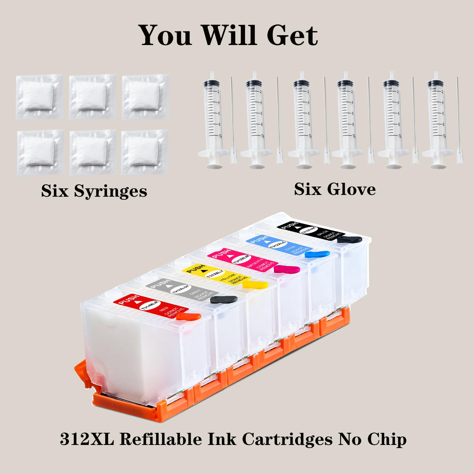 KHY 312XL Empty System Ciss Kit de cartouches d'encre rechargeables XP-15000 sans puce Kit de cartouches d'encre de sublimation reconditionnées avec imprimante XP-15000 sans puce Cartouches d'encre