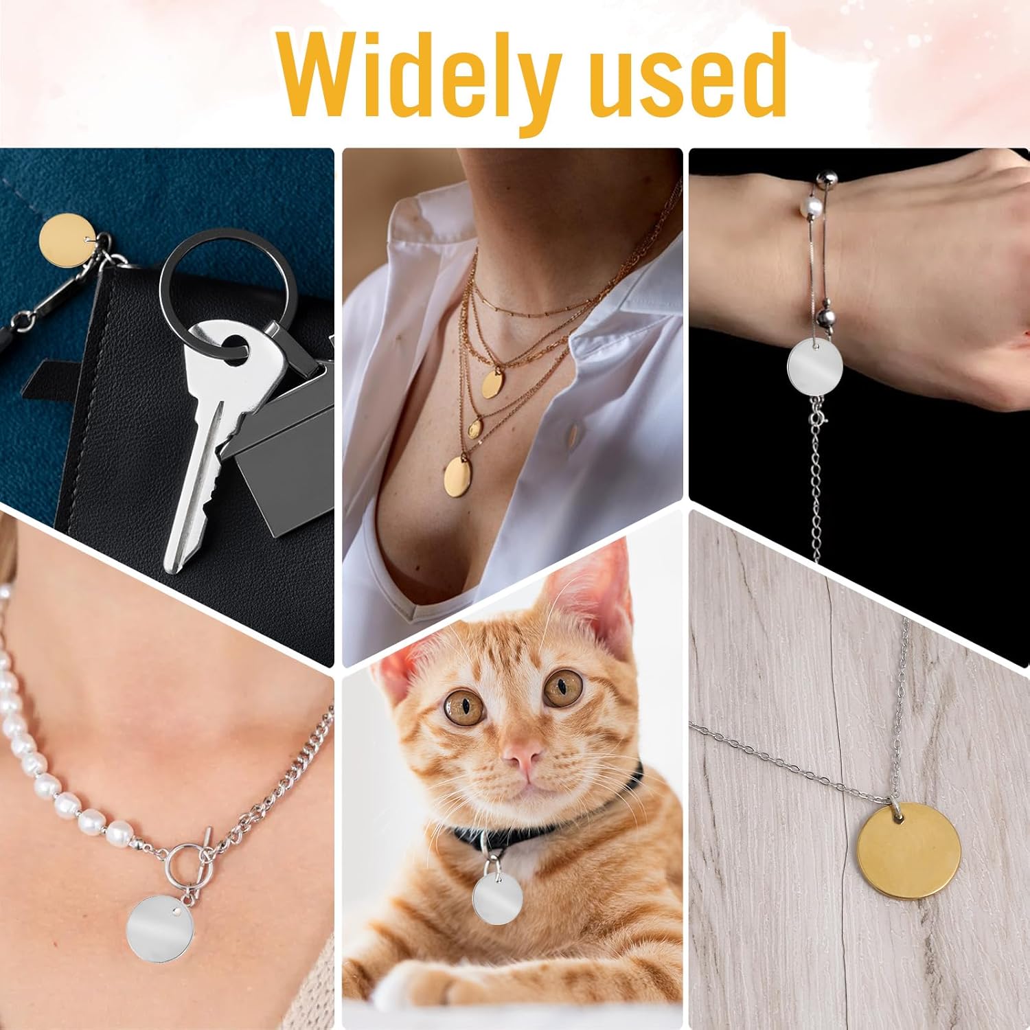 60Pcs Blank Metal Tags Round Blank Necklace Pendant Charms for Engraving Stainless Steel Charms Stamping Tag Blanks Charm for Engraving Necklace Making, Silver Gold - Image 3