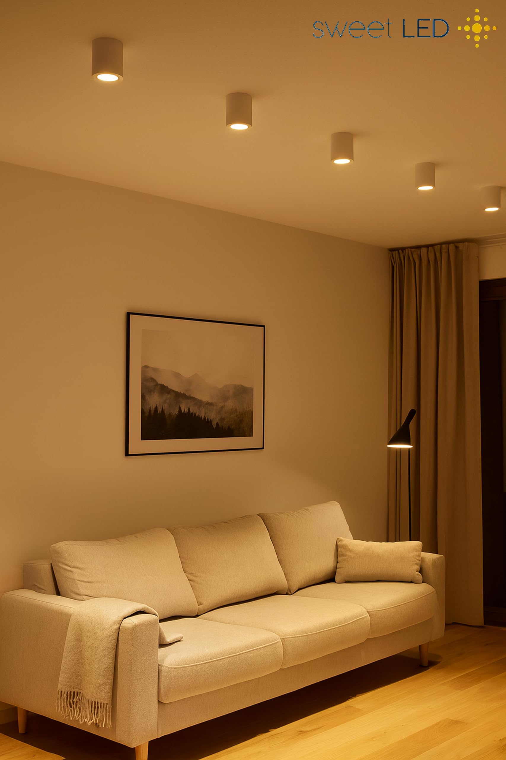 Sweet Led 4er Set Aufbauspot GU10 schwenkbar rund weiß matt – Spots Deckenleuchte inkl. LED 7W 3000K warmweiß, Aufbaustrahler aus Aluminium, Deckenspots Aufputz 230V