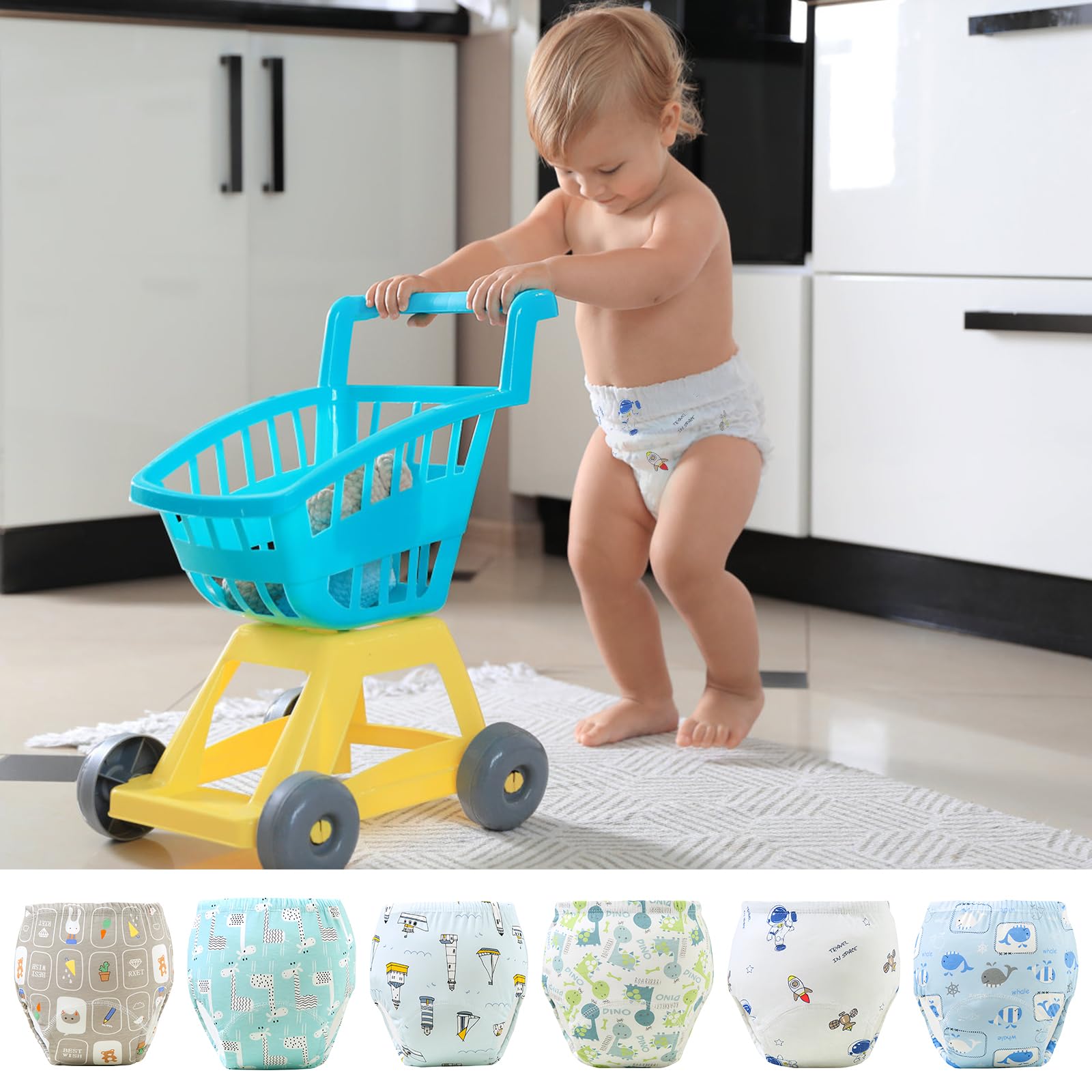 volumoon 6 Stück Baby Trainingshosen Töpfchen, Trainerhosen Kleinkinder, trainingsunterhose Kinder, Waschbare Trainingshose Jungen und Mädchen 2-6 Jahre, 100% Baumwolle Atmungsaktiv (110,13kg-20kg)