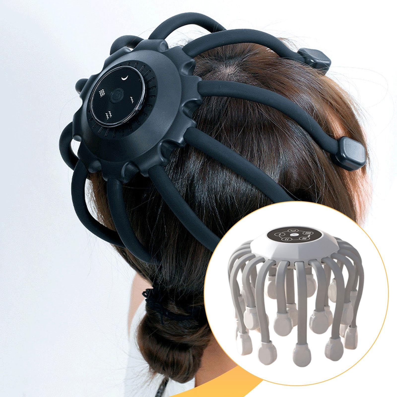 Generic Masajeador Eléctrico de Cabeza con Claws de Masaje Profundo Cinco Modos E Intensidad Ajustable Material Pp Forma Ergonómica para Hombres Mujeres, Blanco