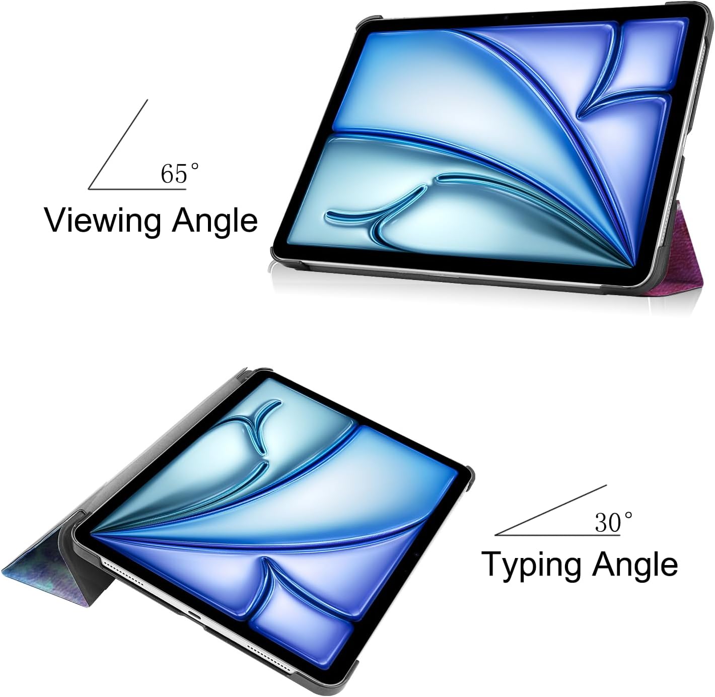for iPad Air 13 inch Case M3/M2 (2025/2024) & iPad Pro 12.9 inch Cover 2018 (3rd Gen), Trifold Stand Magnetic Cover with Auto Sleep/Wake Smart PU Leather & Hard Back Shell, Colorful Galaxy