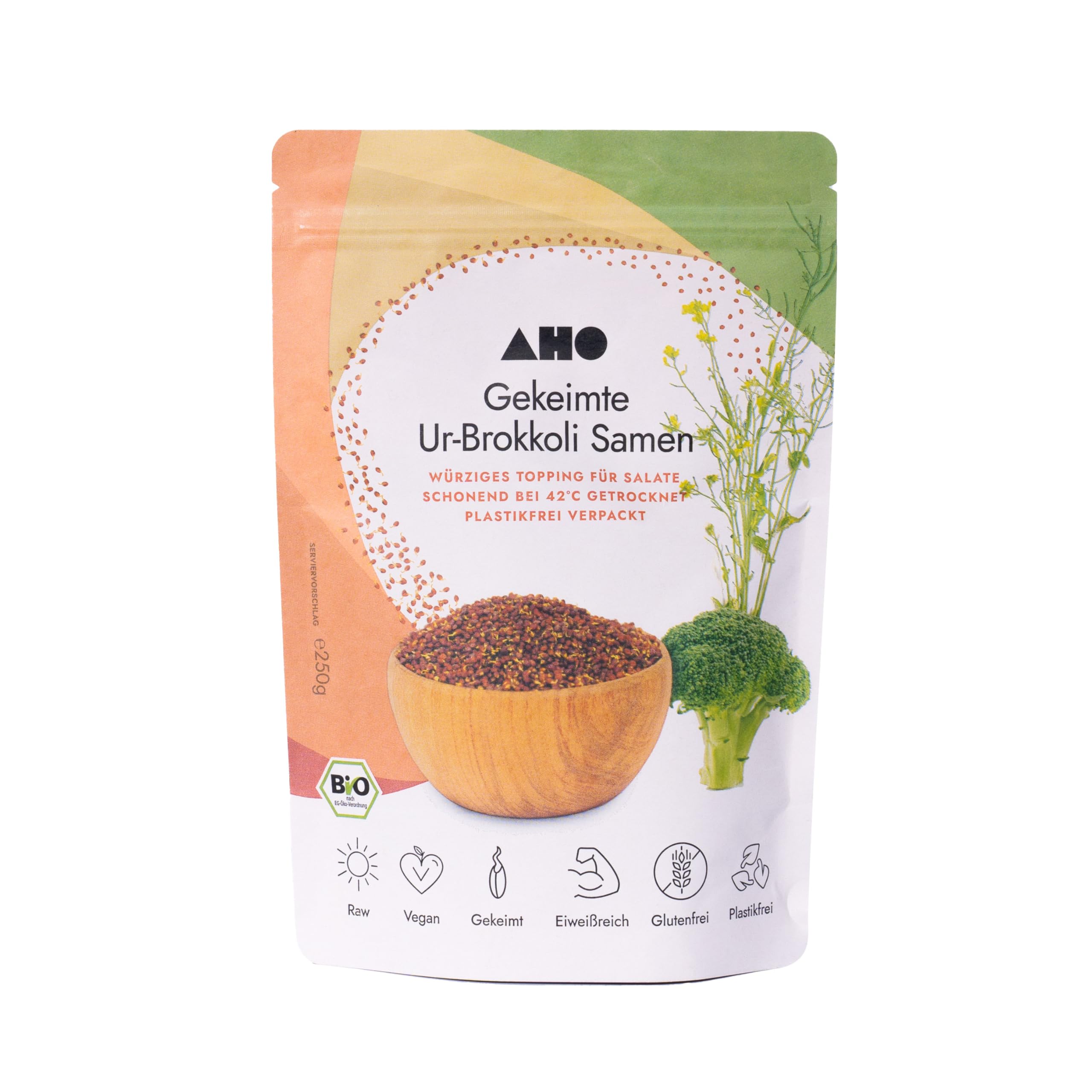 AHO Gekeimte Ur-Brokkoli Samen Bio Brokkolisamen Brokkoli Samen Sprossen  mit Sulforaphan 250g - 1 plastikfreie Tte (Bio-Qualitt, Laborgeprfter  Sulforaphangehalt) : Amazon.de: Garten