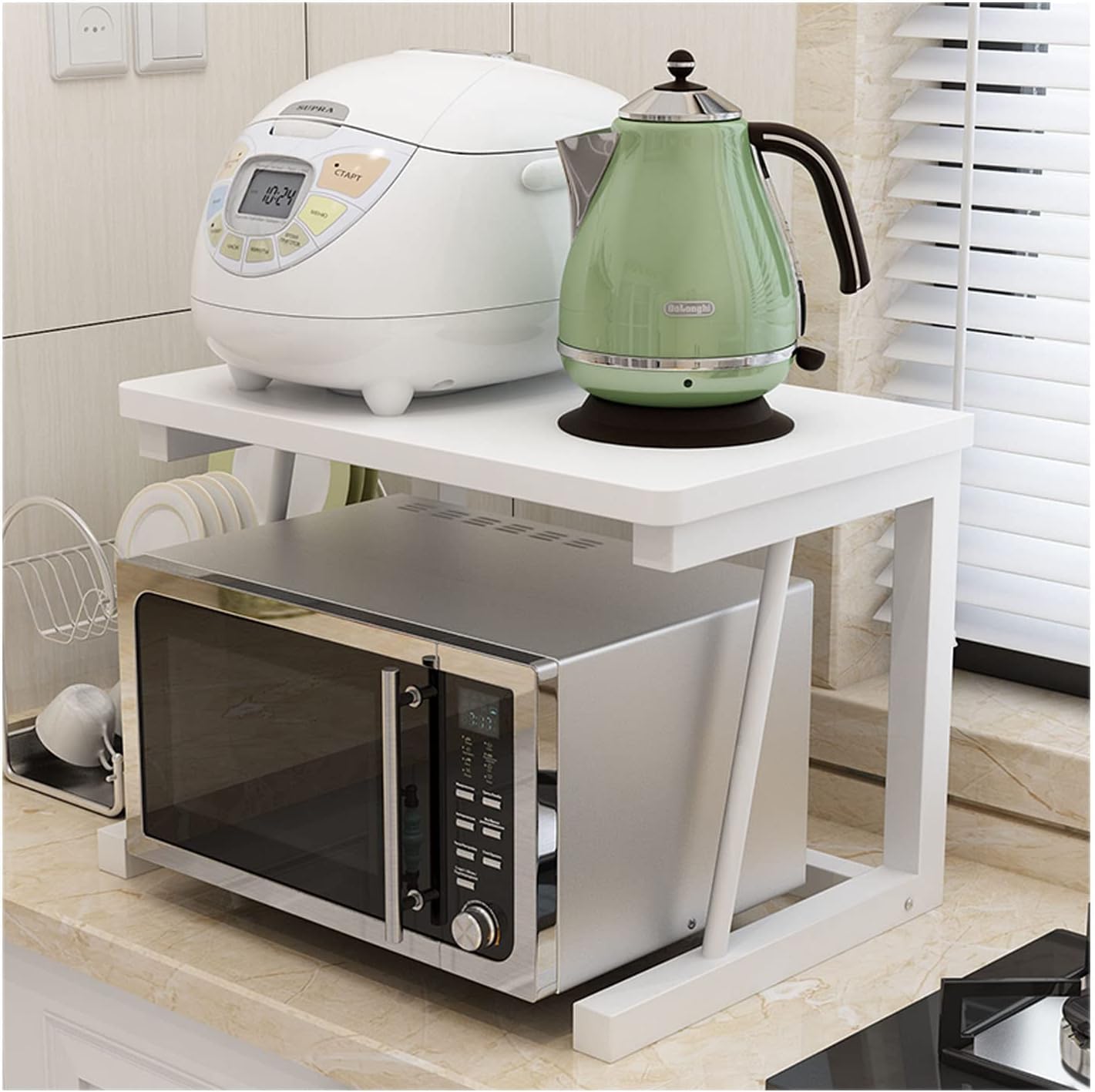 DREANNI Microwave Storage Rack Microwave Wood Shelf Stand