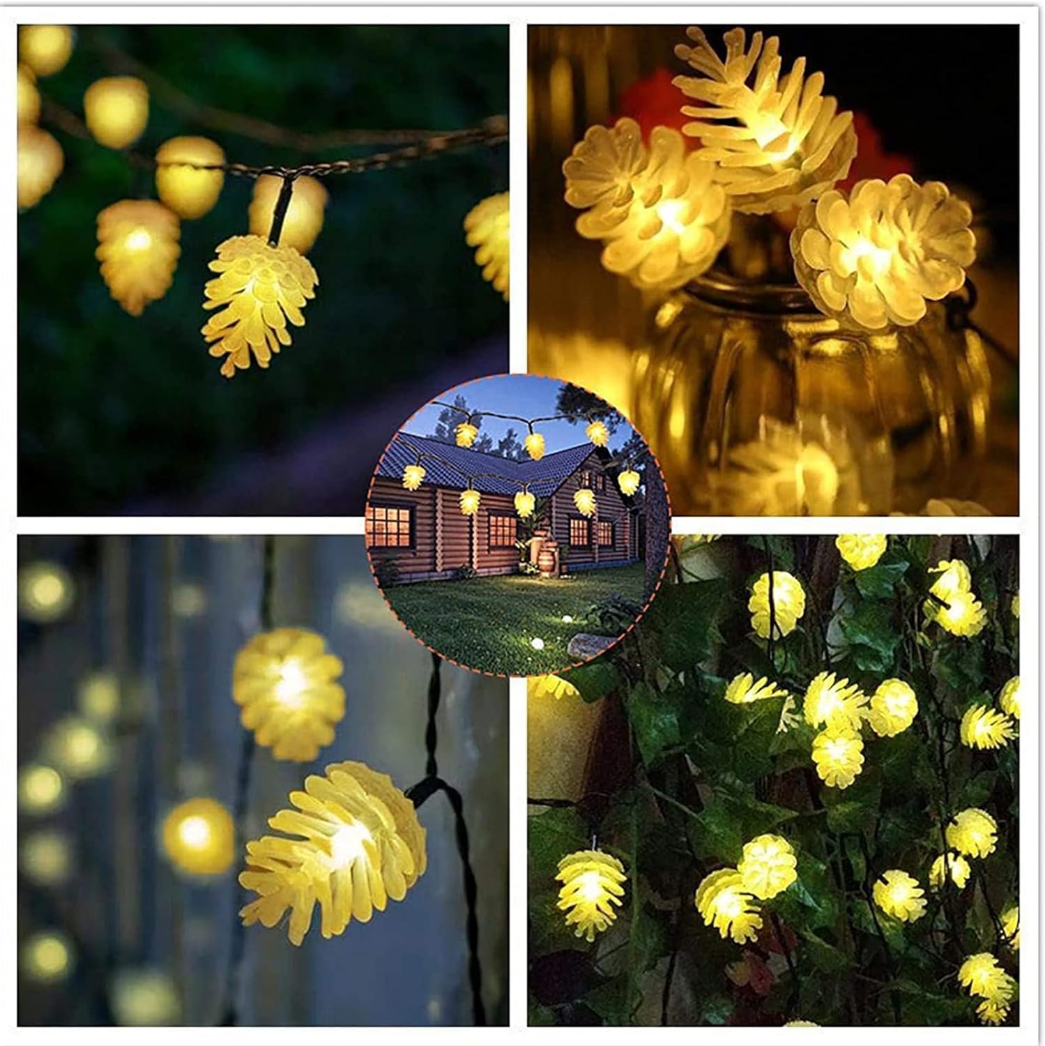 Łańcuchy świetlne, światła słoneczne Dekoracja zewnętrzna Oświetlenie girlandowe z 8 trybami, wodoodporne(Warm White,6.5m 30led)