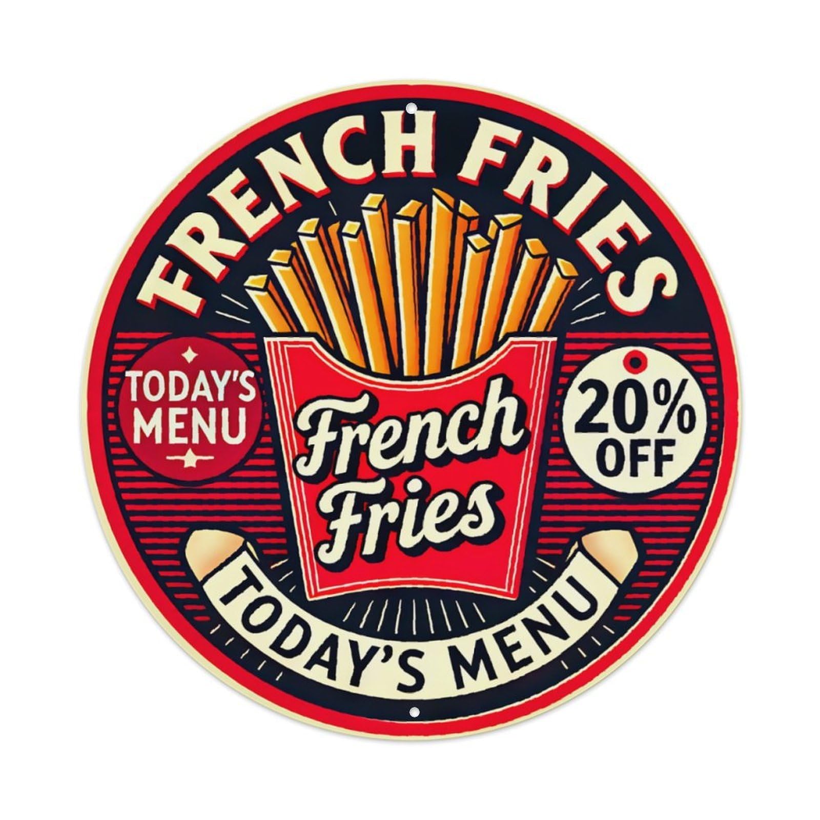 French Fries Aluminium Sign 20x20cm