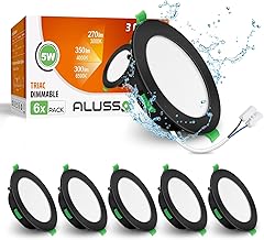 ALUSSO LED Einbaustrahler 230V Flach Dimmbar, 5W Schwarz LED Spots 230V, IP44 Bad Einbauleuchten Deckenspots Einbauspots, Warmweiß 3000K Neutralweiß 4000K Kaltweiß 6500K Deckenstrahler, 6er Set