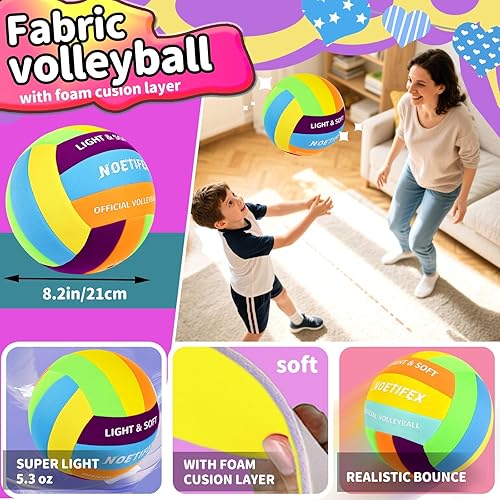 Miniatura 5 de Pelota de voleibol suave, tela súper suave, para práctica en interiores, segura y silenciosa, para niños, jóvenes, principiantes, juegos de práctica