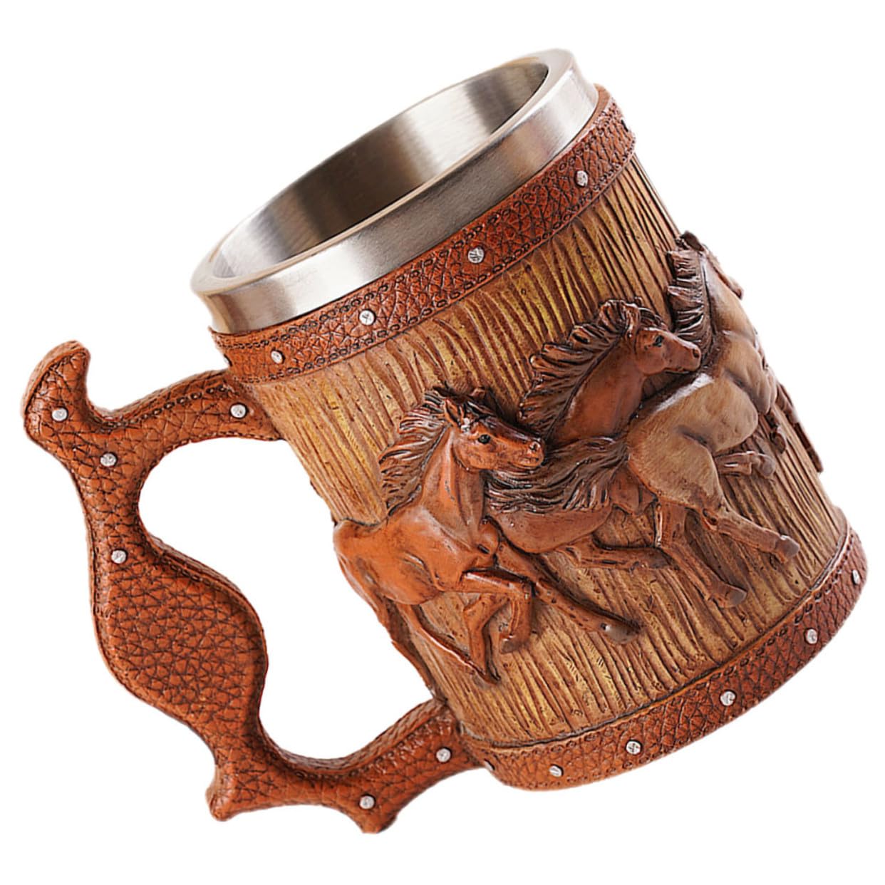 Chope à bière vintage VALICLUD en résine avec fond antidérapant et design unique
