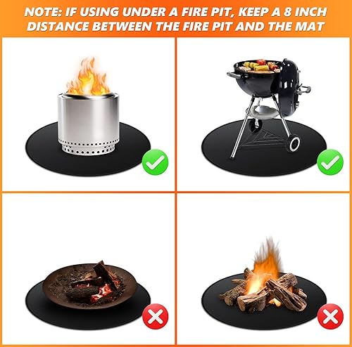 Miniatura 7 de Tapete para hoguera de 36 pulgadas para Solo Stove Bonfire, tapete ignífugo de doble cara debajo de la parrilla, almohadilla protectora de cubierta