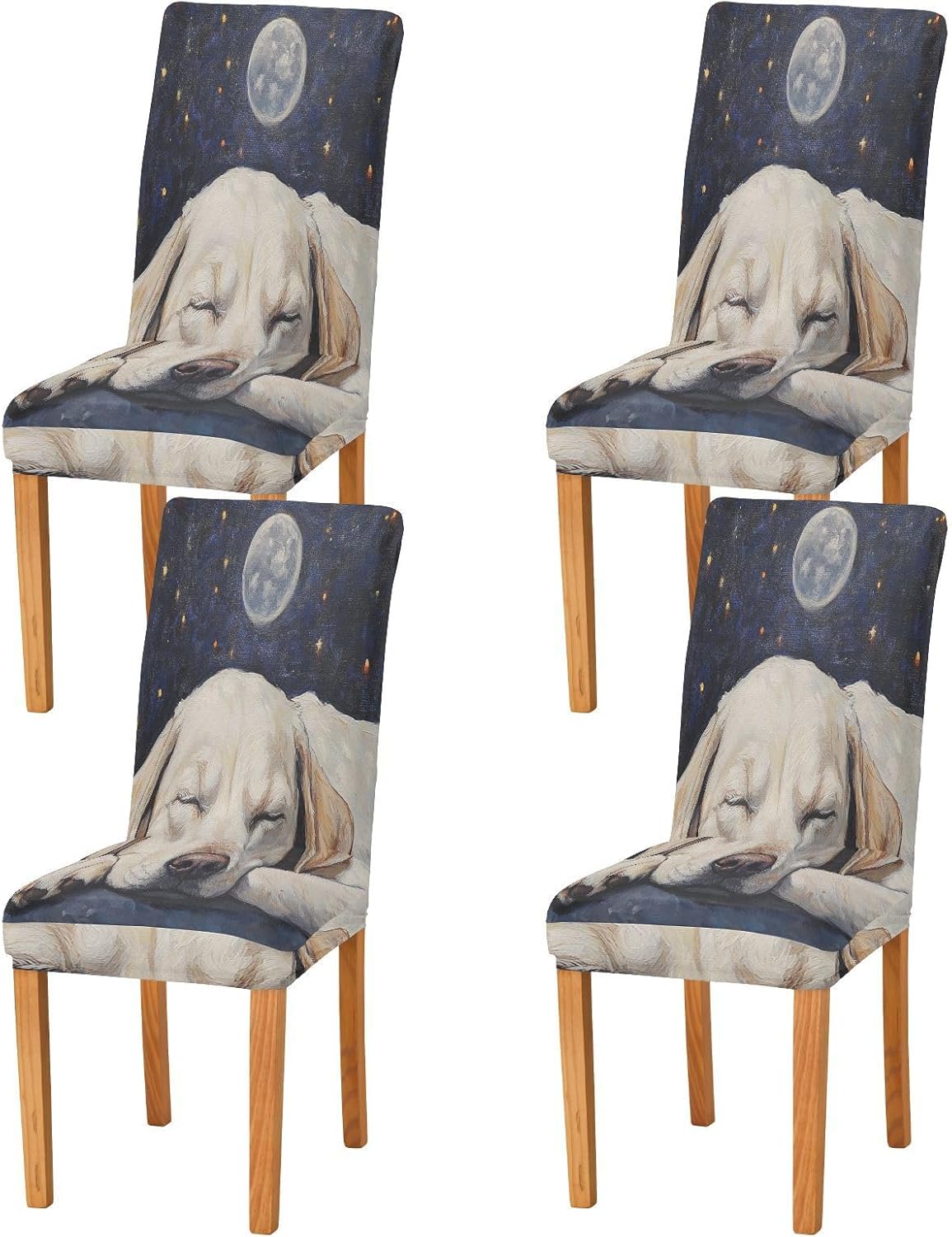 ALAZA Chair Covers for Dining Room, Labrador Cute Dog Sweet Dreams Stretch Chair Cover Sets Chair Protector Removable Washable for Ktichen Restaurant Hotel
