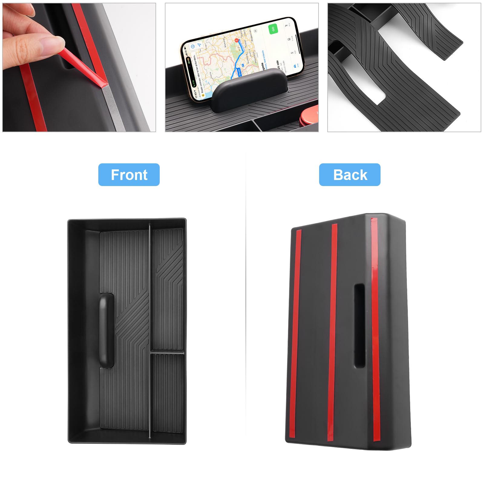Vano Portaoggetti del Cruscotto Centrale Compatibile con Jeep Avenger 2023-2025, Console Centrale Portaoggetti, Avenger Organizer per Console Centrale con Tappetino Antiscivolo (Nero)