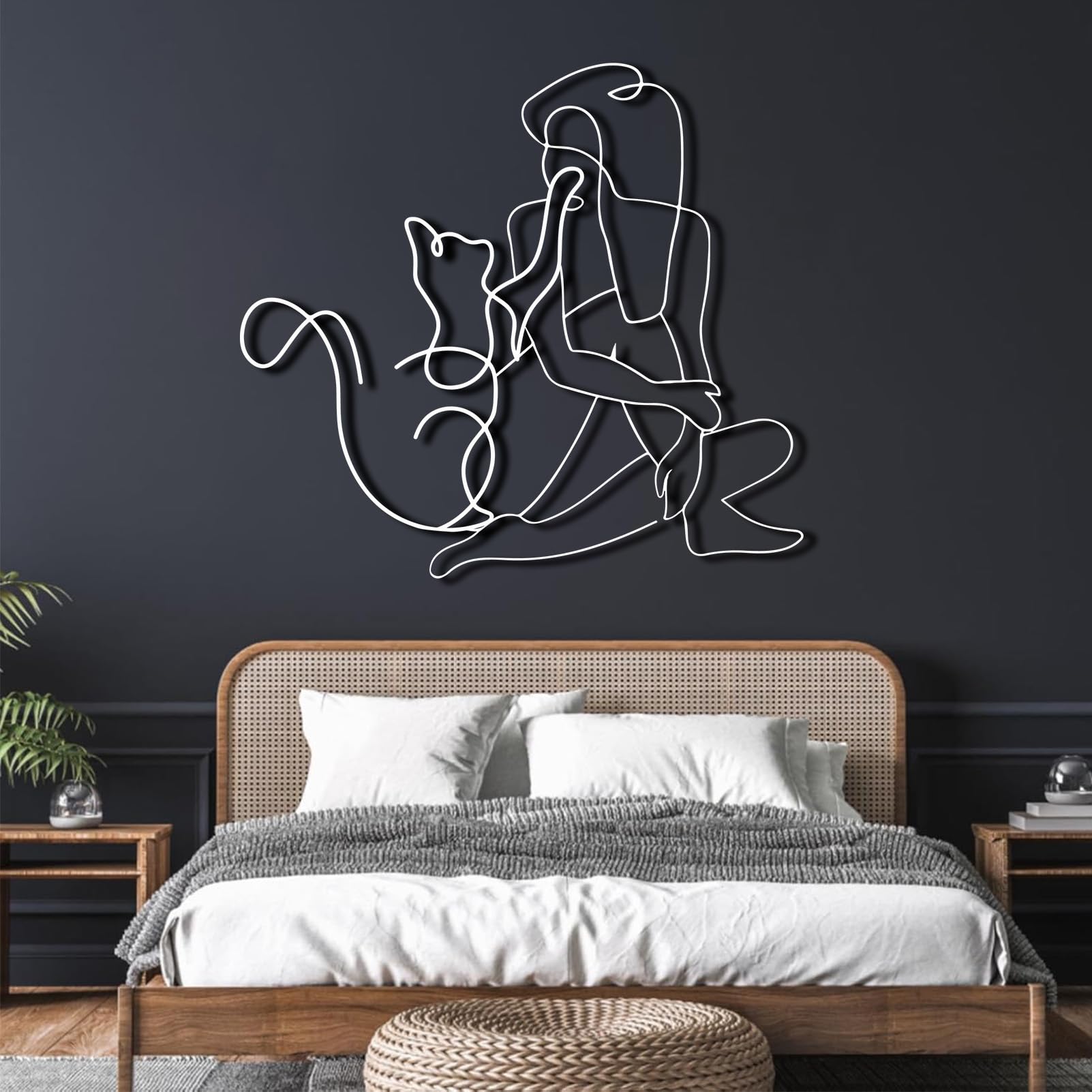 KOLYMAX Metal Cat Wall Art - Abstract Line Art Sculpture, Modern Home Decor (9.84x5.12 Inch) - View #3