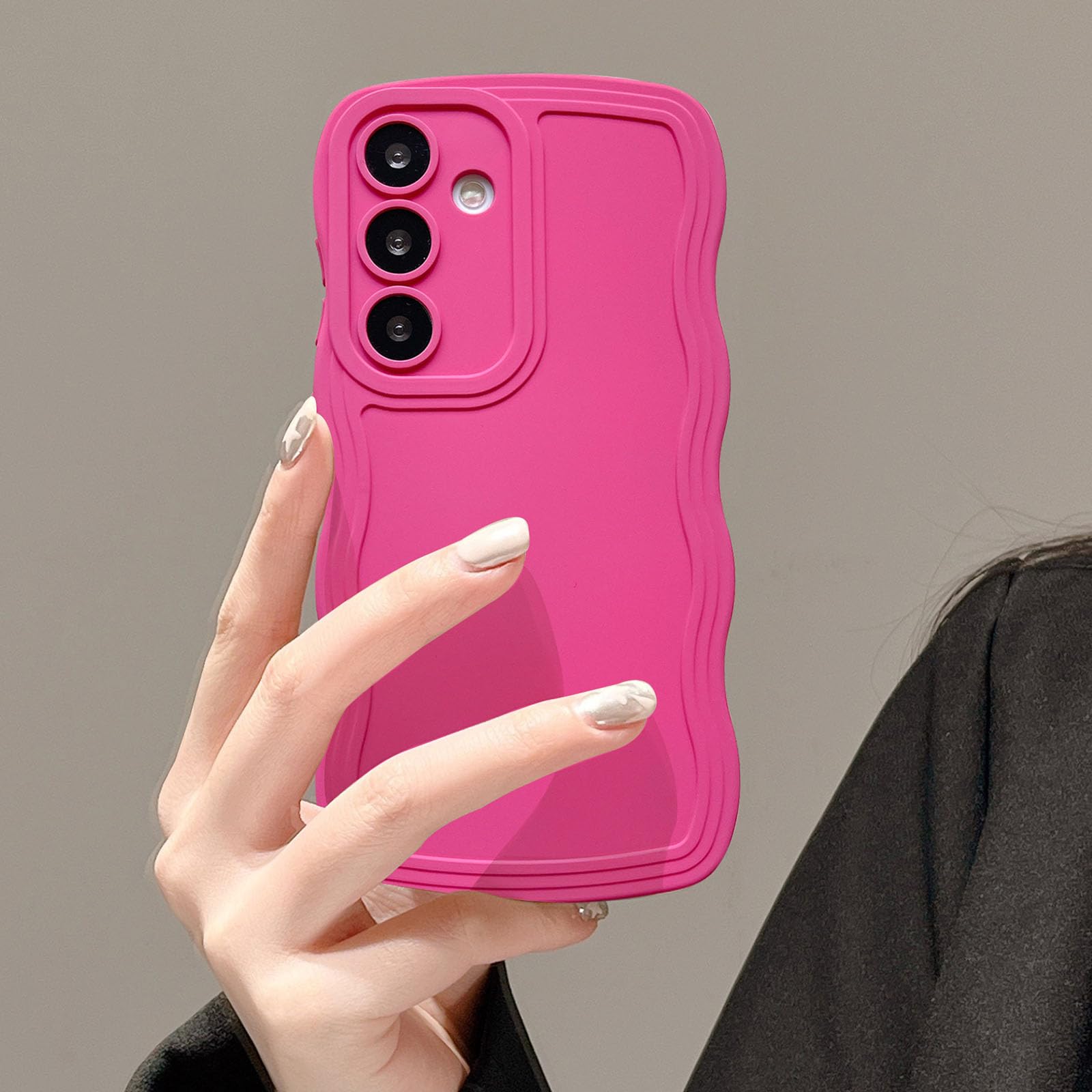 UEEBAI Wave Frame Silicon Case for Samsung Galaxy S24 Plus 5G Phone Case, Cute Wave Frame Slim Fit Shockproof Phone Bumper Cover Soft Pretty Curly