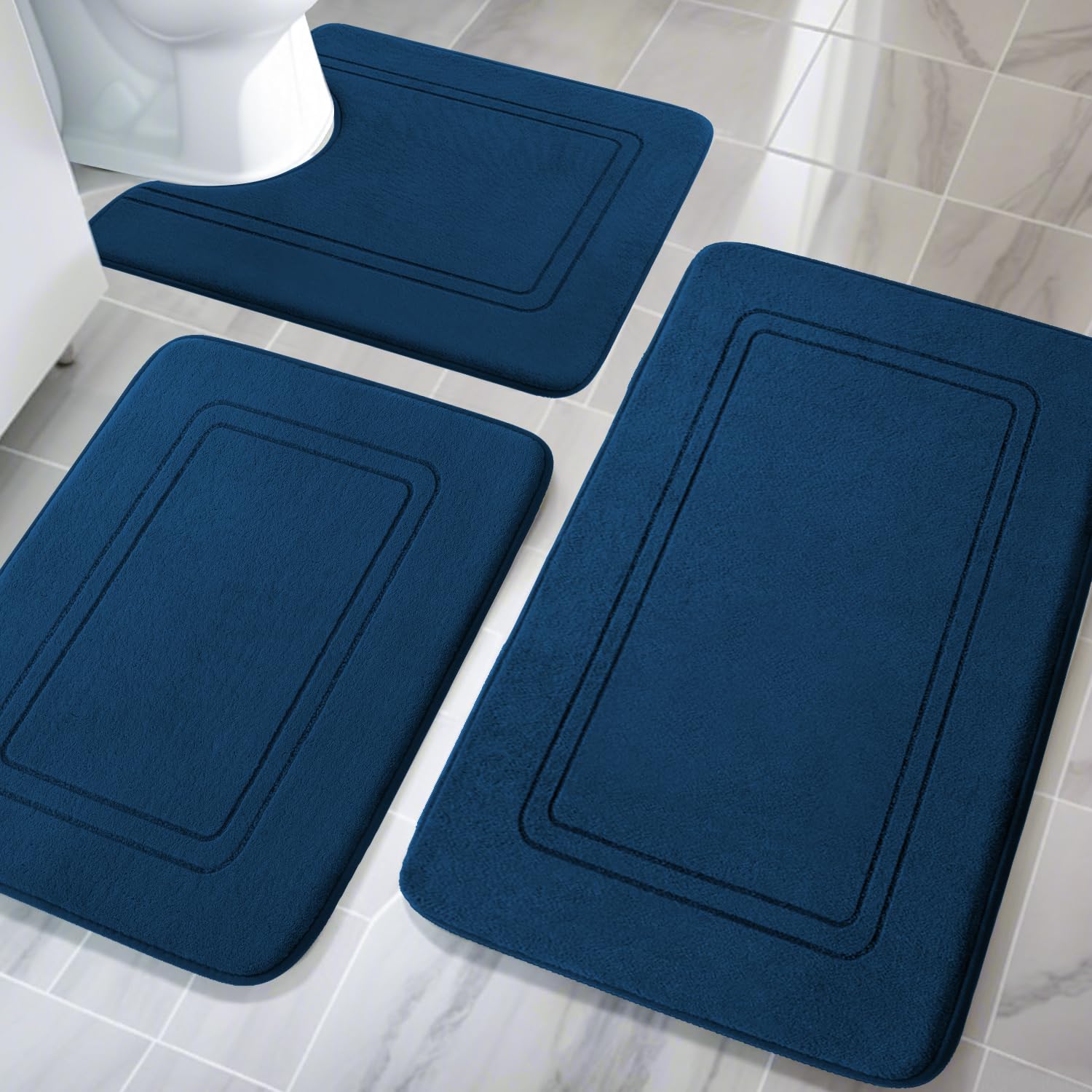 YIHOUSE Memory Foam Bath Mat Set Non Slip Bath Mats Super Soft and Water Absorbent Machine Washable U