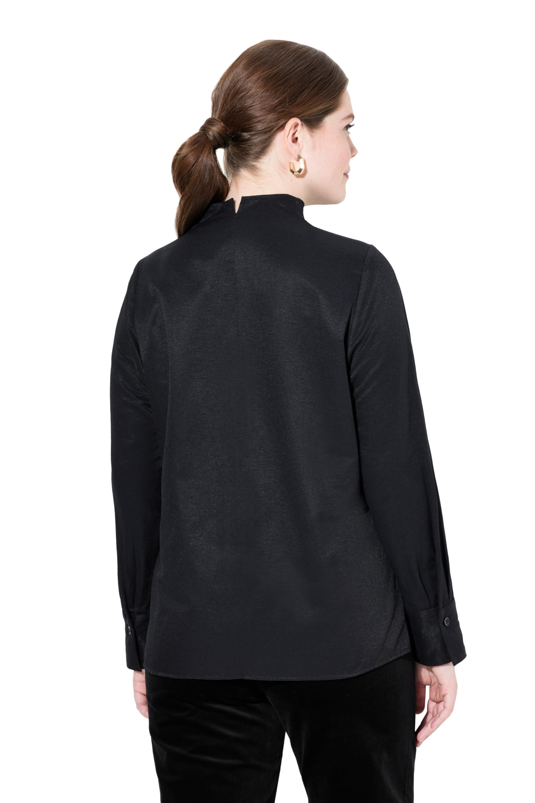 Ulla Popken Bluzka Kobiety Bluse, Oxford-gewebe, Kelchkragen, Langarm