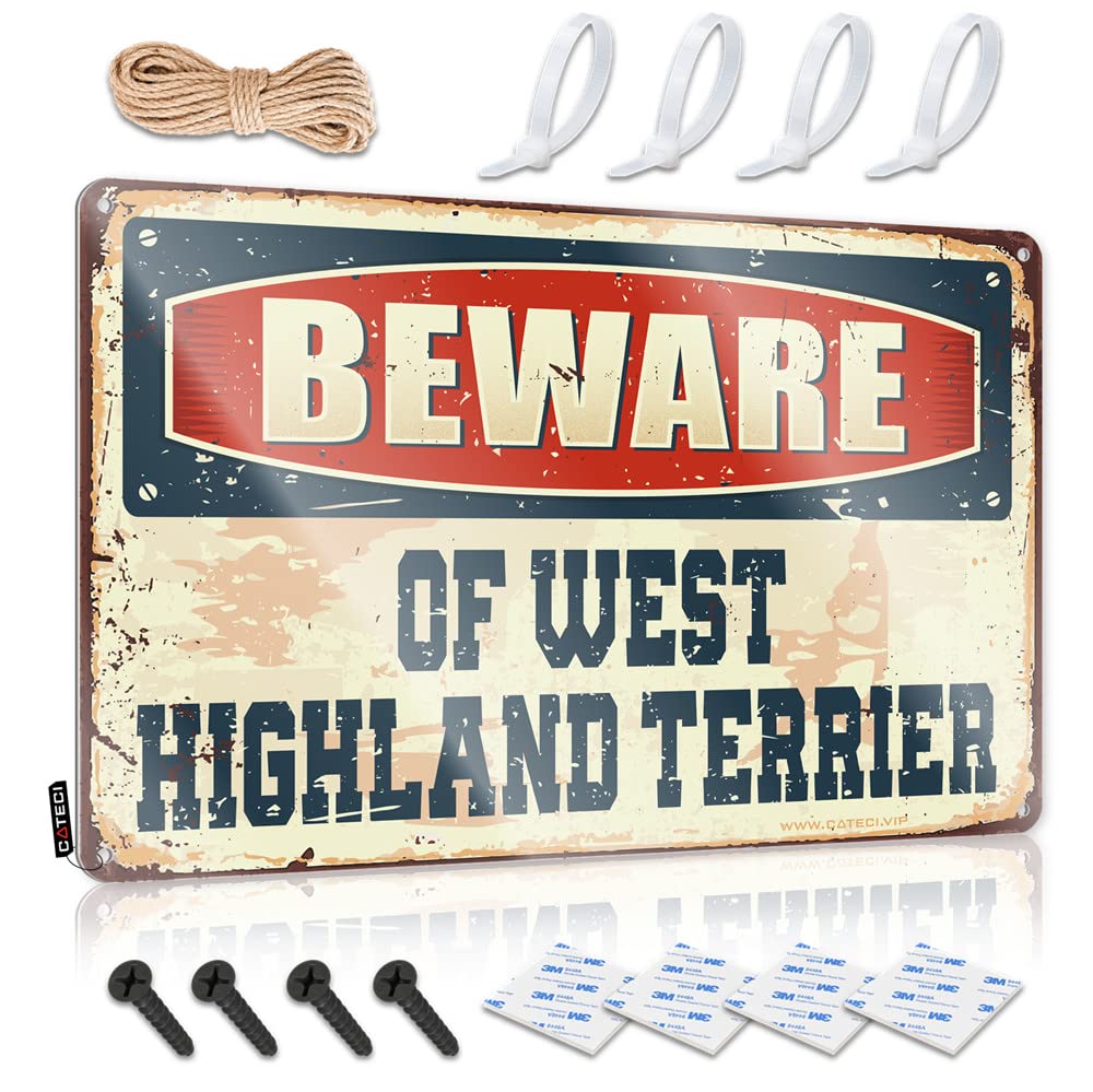 IBWNBBUSN Beer Bar Metal Sign Beware Of West Highland Terrier Sign(30X40CM)