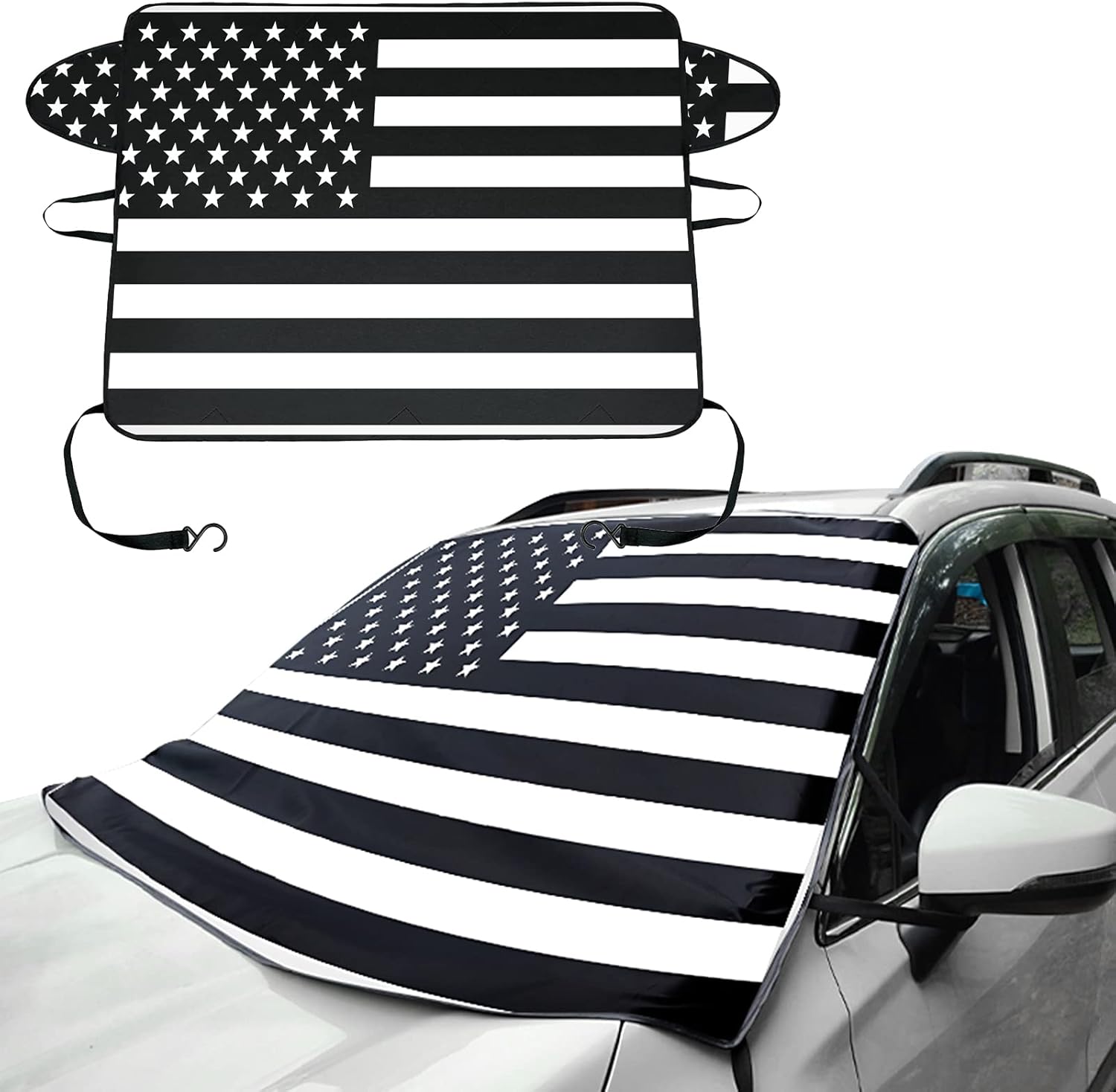 Ajxn 1 PC Car Windshield Snow Cover, American Flag Design