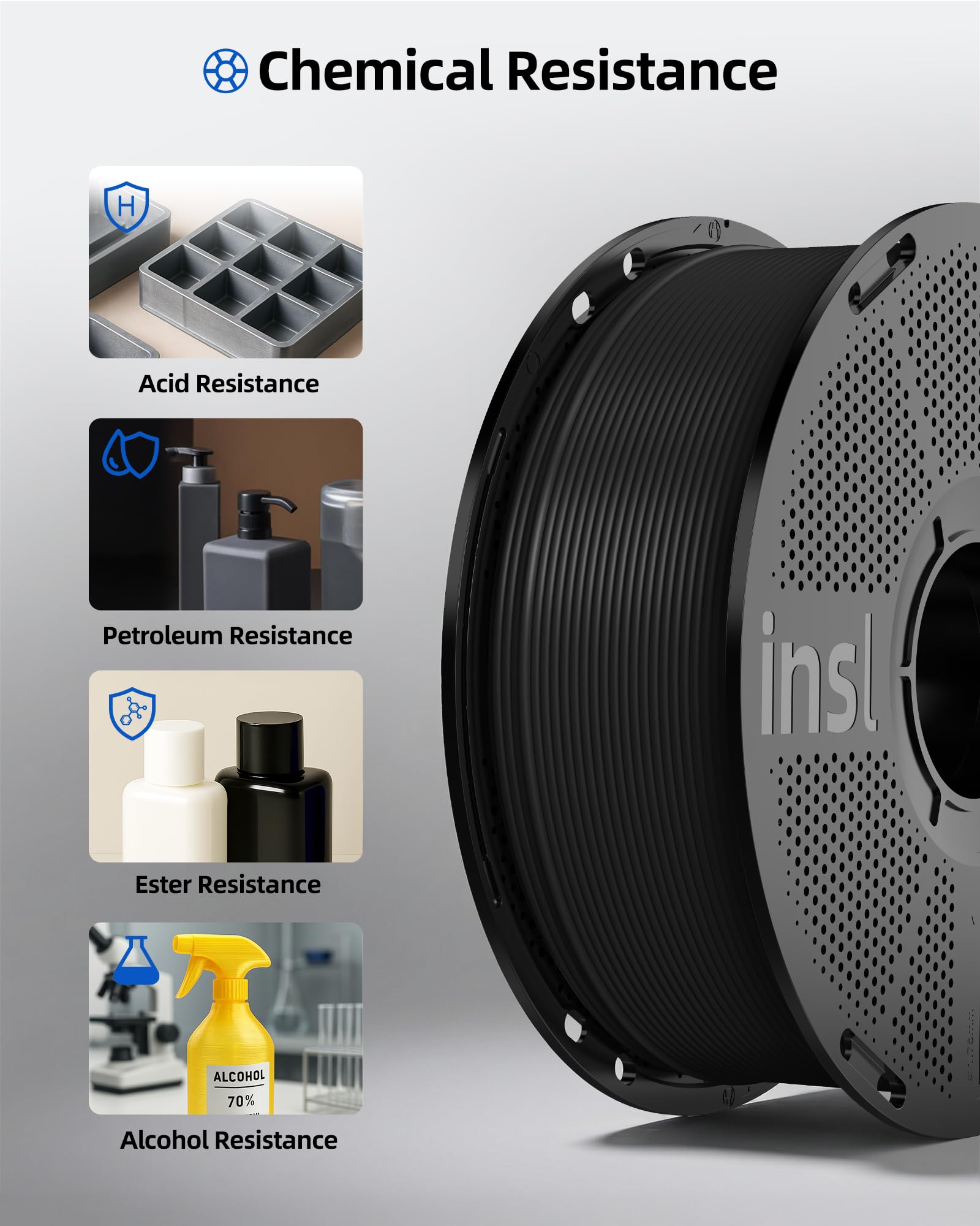 Inslogic Wstępnie wysuszony filament PETG Pro 1,75 mm, mata o dużej prędkości PETG Pro, pasuje do większości drukarek 3D FDM, wiązka 4 kg (2 czarne + 2 białe)