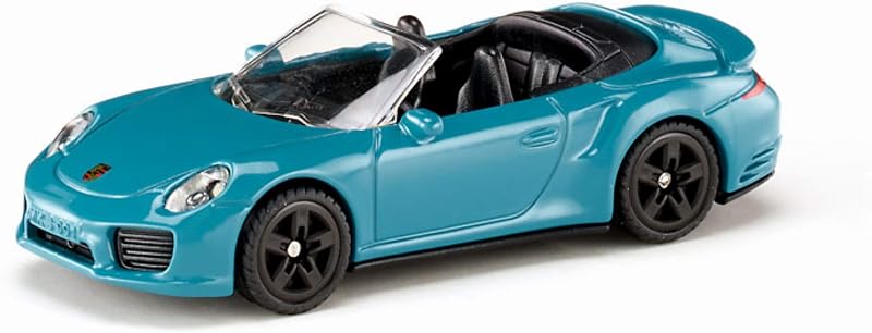 siku 1523, Porsche 911 Turbo S Cabrio, Metall/Kunststoff, Blau, Spielzeugauto für Kinder
