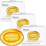 Pears Soap, Pure & Gentle with Natural Oils, 3-Pack - Transparent Amber Glycerin Soap for Pampered, Glowing Skin, 3.53 Oz Ea