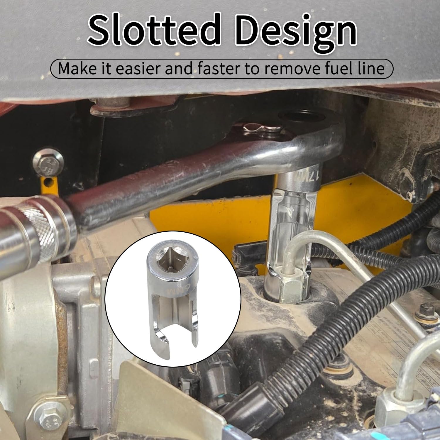 DPTOOL 14-teiliges Diesel-Injektor-Kraftstoffleitungs-Steckschlüssel-Set, metrisch, 8–22 mm, Schlagmutter-Steckschlüssel-Set, 3/8 Zoll, 1/2-Zoll-Antrieb, 5-Punkt-Vermeidung von Drahtmutter-Stecknuss