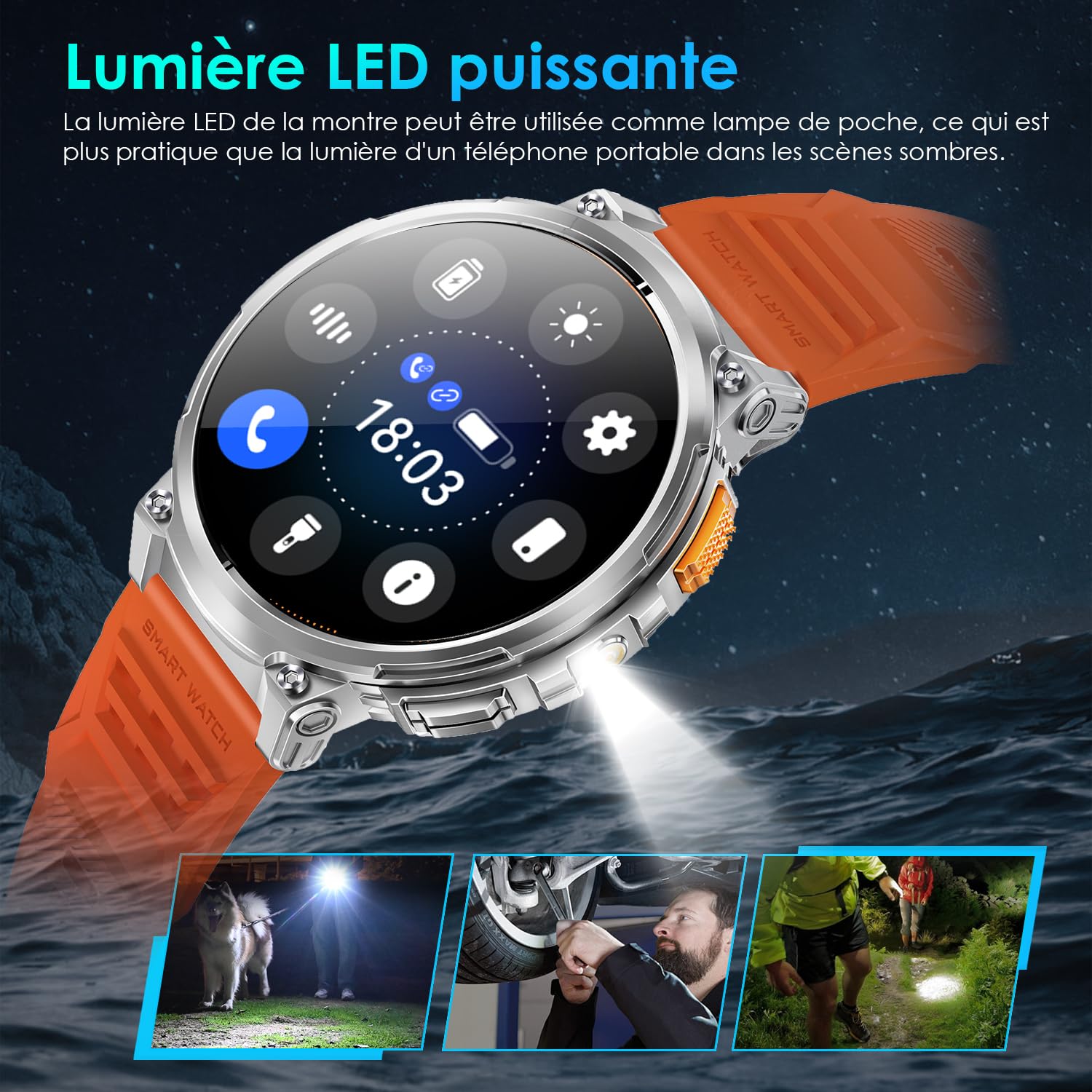 Montre Connectée Homme Femme, 1,96"HD Smartwatch Avec Appel Bluetooth, Etanche IP68 Montre Sport, 100+ Sportifs Modes, Or Rose - Téléphonie