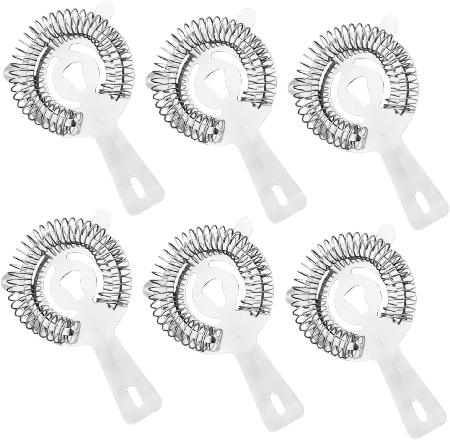 Sosoport 6 Pcs Stainless Steel Bar Cocktail Strainers with Fine Mesh and Handle, Metal Juicing Strainer for Bartenders, Home and Party Use, Silver Bar Tools Set
