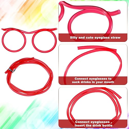 Miniatura 3 de 8 vasos de paja tontos, pajitas locas y divertidas, novedosas gafas para beber para reuniones anuales, fiestas divertidas, cumpleaños, varios colores