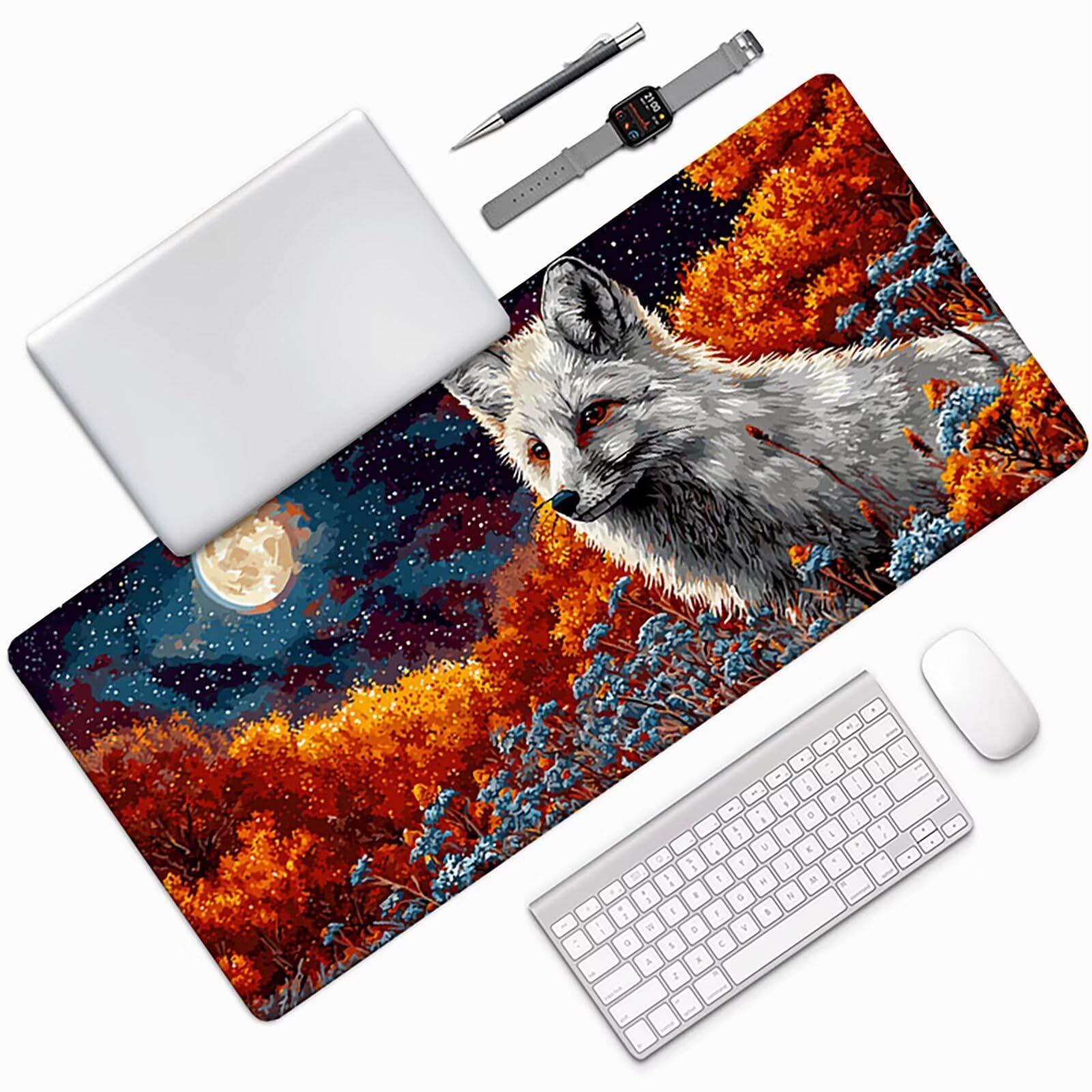 Pomarańczowa podkładka pod mysz do gier 1200 x 600 x 3 mm duża podkładka pod mysz XXL, podkładka pod mysz ze zwierzętami, antypoślizgowa gumowa podstawa podkładka pod mysz do gier akcesoria do