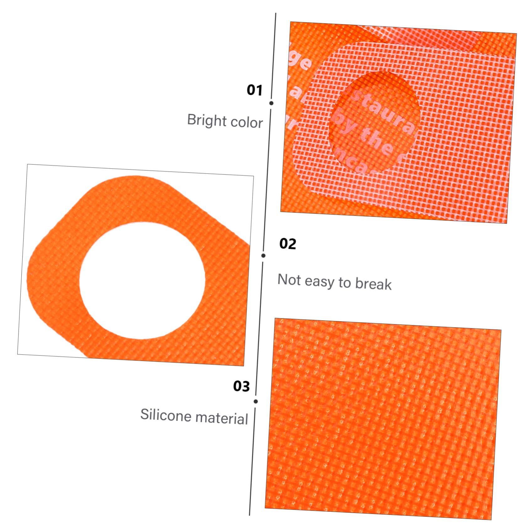 TOPBATHY 3pièces Tapis De Silicone Avec Mat De Pour Pâte Accessoire De Pâtisserie Antiadhésif Pour Four Réutilisable Et Facile à Nettoyer Orange