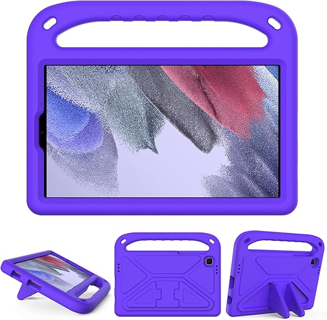 XunyLyee Compatible with Samsung Galaxy Tab A7 Lite Kids Case, Shockproof Handle Light Weight Stand Cover for Galaxy Tab A7 Lite (8.7 Inch) SM-T220/SM-T225 Tablet, Purple