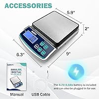 Vista 6 de Balanza Digital de Laboratorio 5000g x 0.1g oz/lb/g/kg Balanza Electrónica de Precisión Científica, Analítica para Laboratorio, Joyería, Cocina