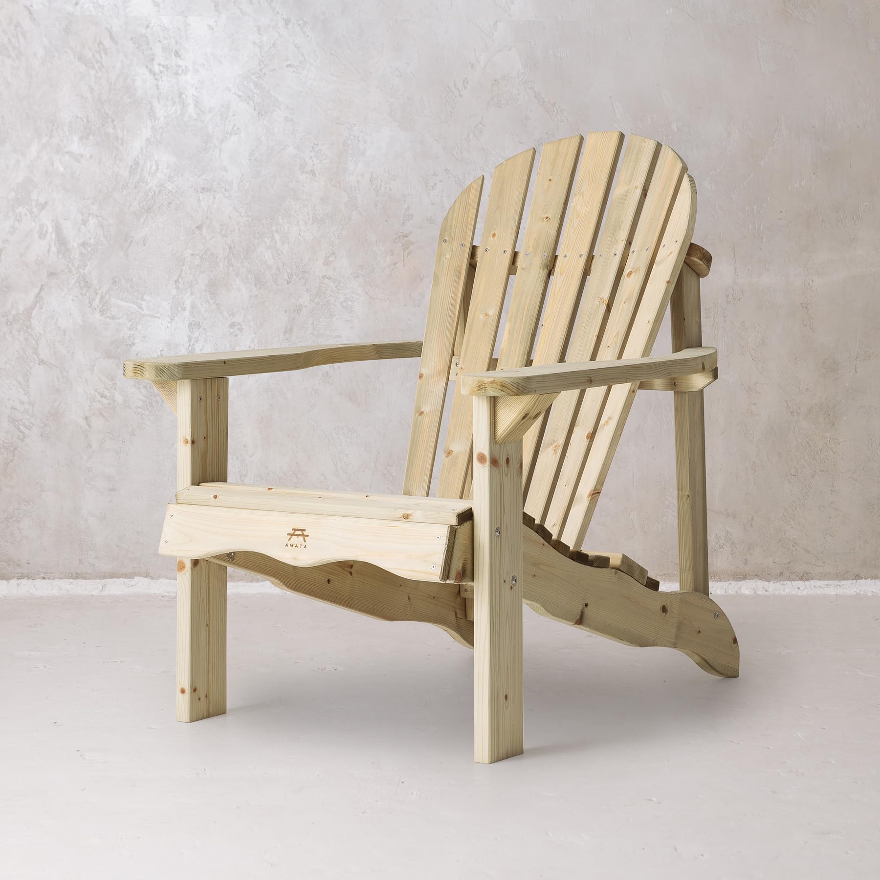 AMATA Silla Adirondack individual para exteriores, colección UNGURS, silla de madera resistente a la intemperie para patio, patio trasero y hogueras de jardín, ergonómica y duradera, diseño atemporal