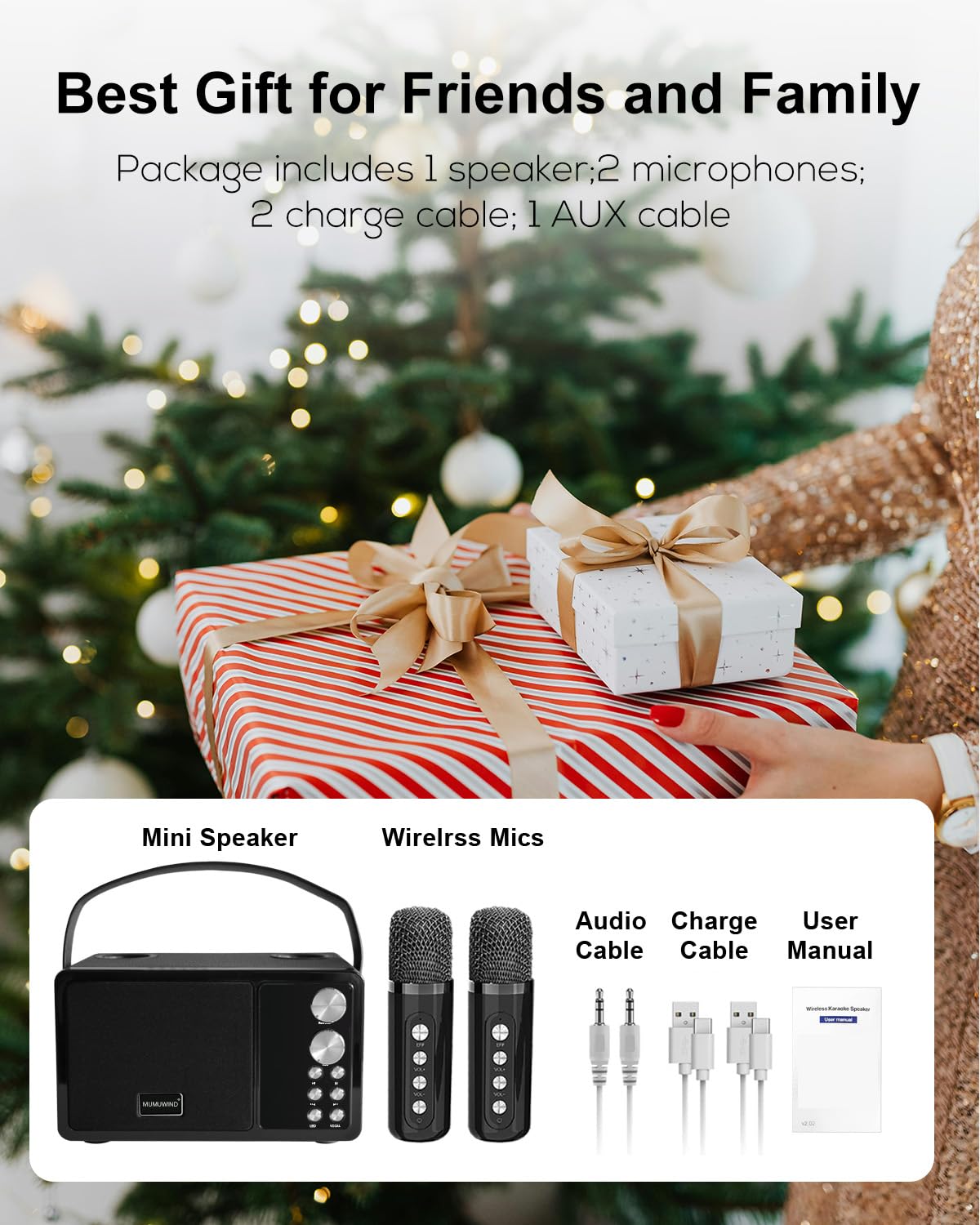 Karaoke con microfono per adulti, karaokes professionale completo, cassa karaoke portatile Bluetooth con 2 microfoni senza fili e luci dinamiche giocattolo per ragazze ragazzi e adulti