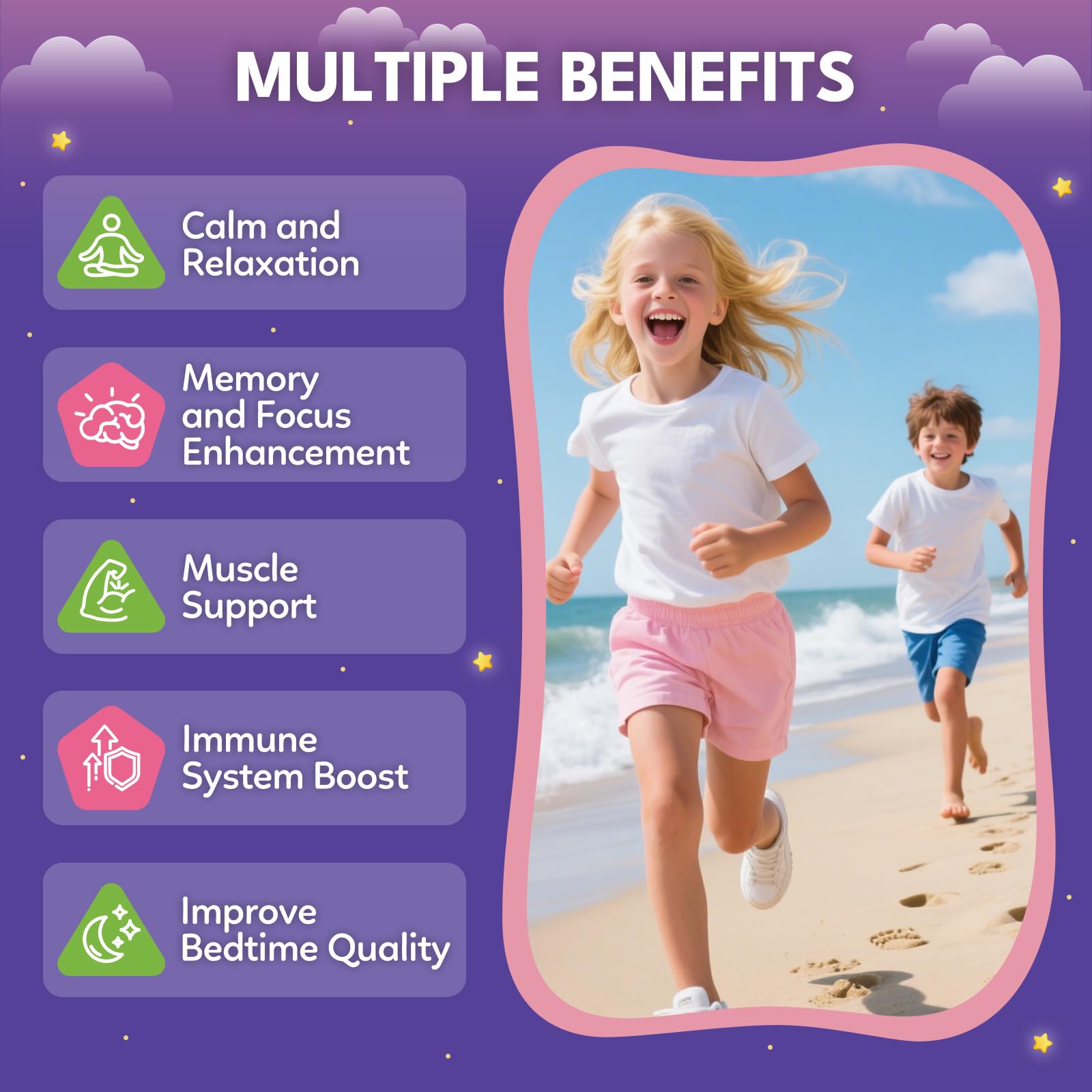 Magnesium Calming Gummies for Kids 4+ & Adults, Sugar Free Magnesium Supplement with L-Theanine, Chamomile, Vitamins B6, D3, K2, Zinc for Sleep, Relaxation, Focus & Muscle Support, Strawberry Flavor — Amazon image 3