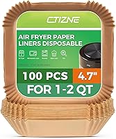 Vista 10 de Forros de papel desechables para freidora de aire: 100 piezas de 9 pulgadas, forros redondos para canasta de freidora de aire, papel de pergamino