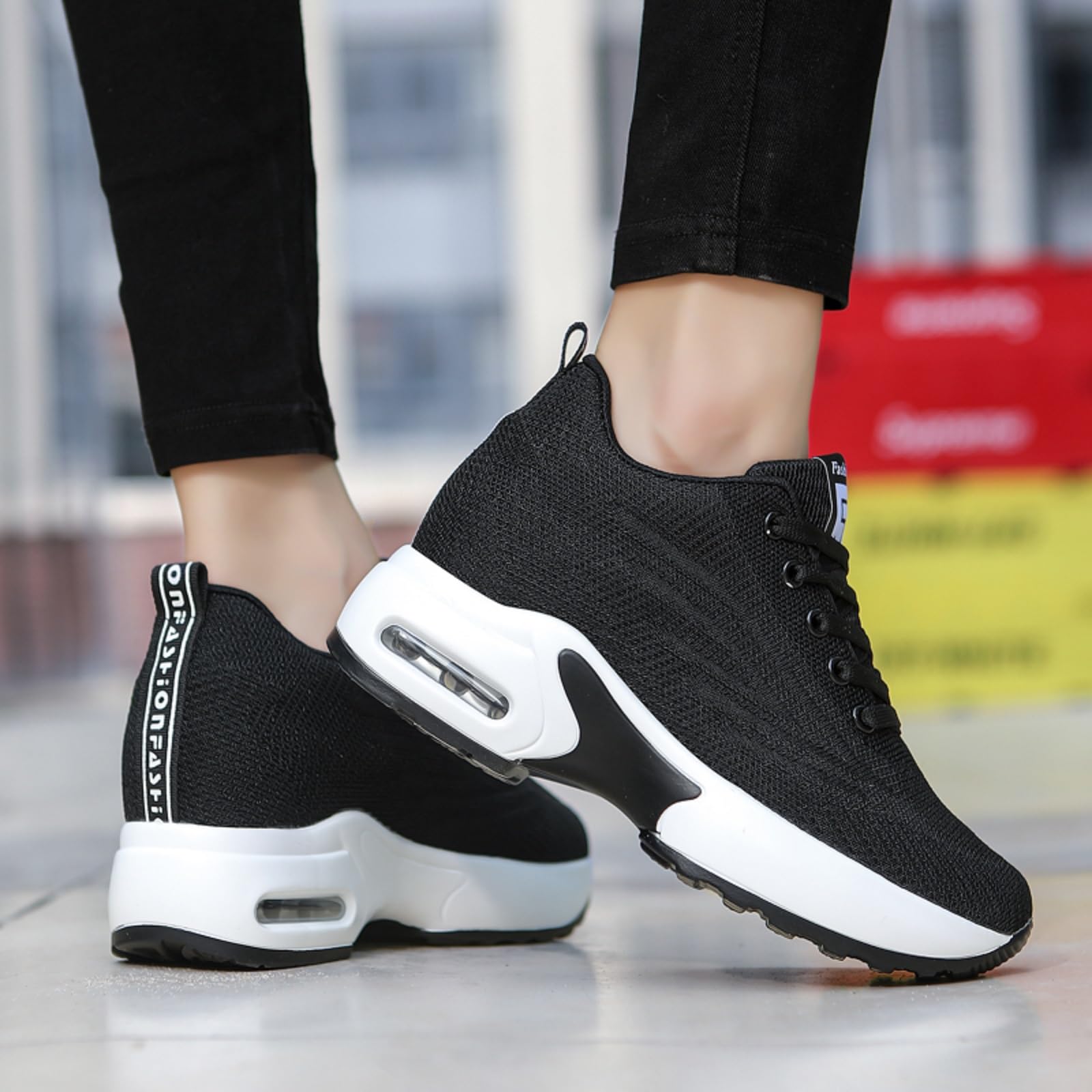Damskie buty sportowe z klinowym obcasem, lekkie buty do biegania, oddychające, wygodne, antypoślizgowe, do fitnessu, na siłownię, spacery, buty rekreacyjne, 8,5 cm