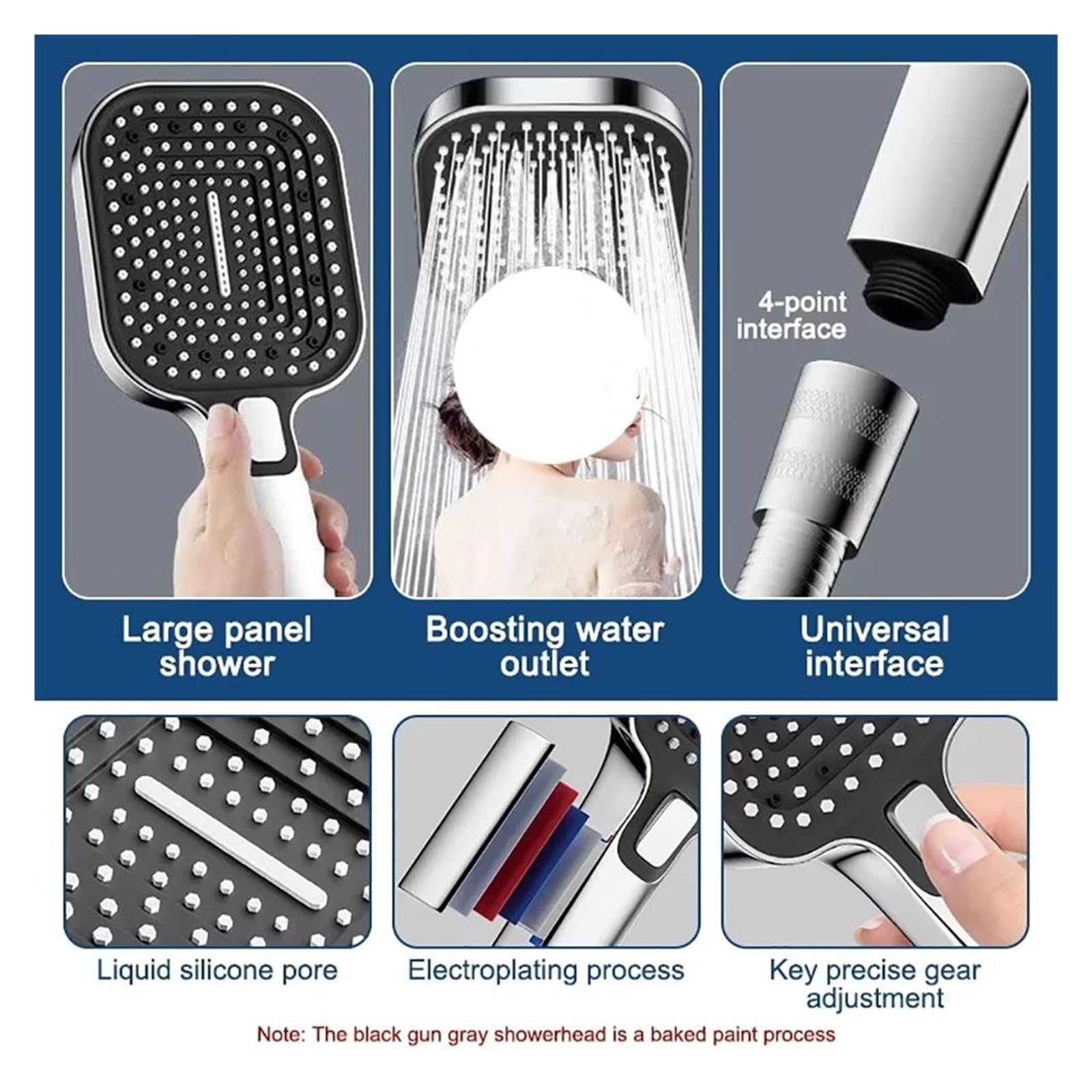 Soffione doccia portatile pressurizzato per il risparmio idrico(SILVER)
