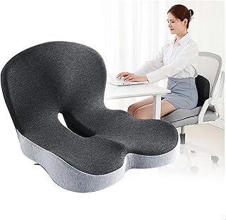 Tycom Seat Cushion for Office Lumbar Support Pillow Chair Memory Foam Coccyx Seat Cushion for Sciatica Back Support Pillow Chair Pads Reduce Tailbone Pressure （Dark&Light Grey）