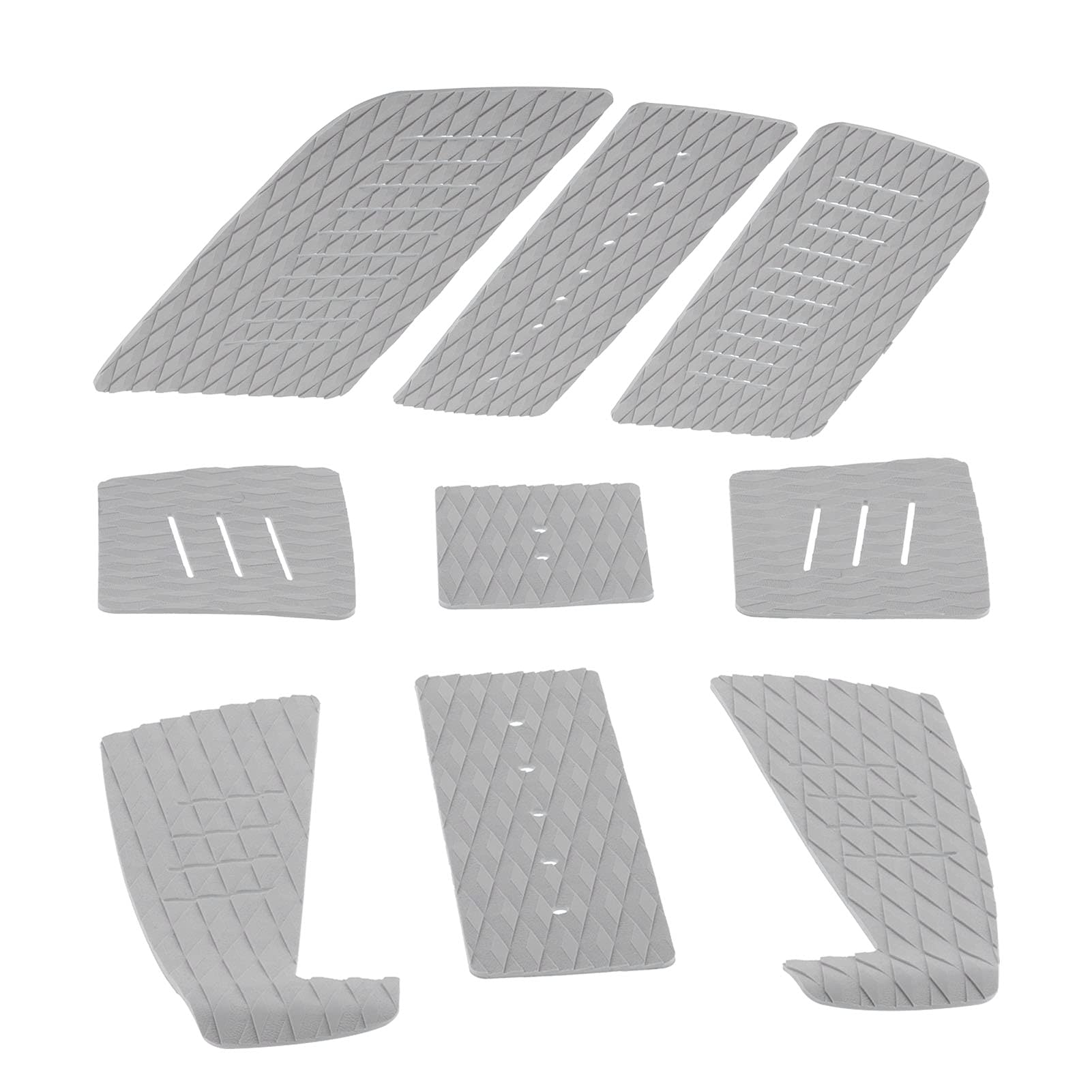 Alfombrilla antideslizante EVA Surf de alta calidad, cómoda, duradera, ligera, de tracción, para tabla de surf, longboard, paddle surf, deportes acuáticos, 9 unidades (gris)