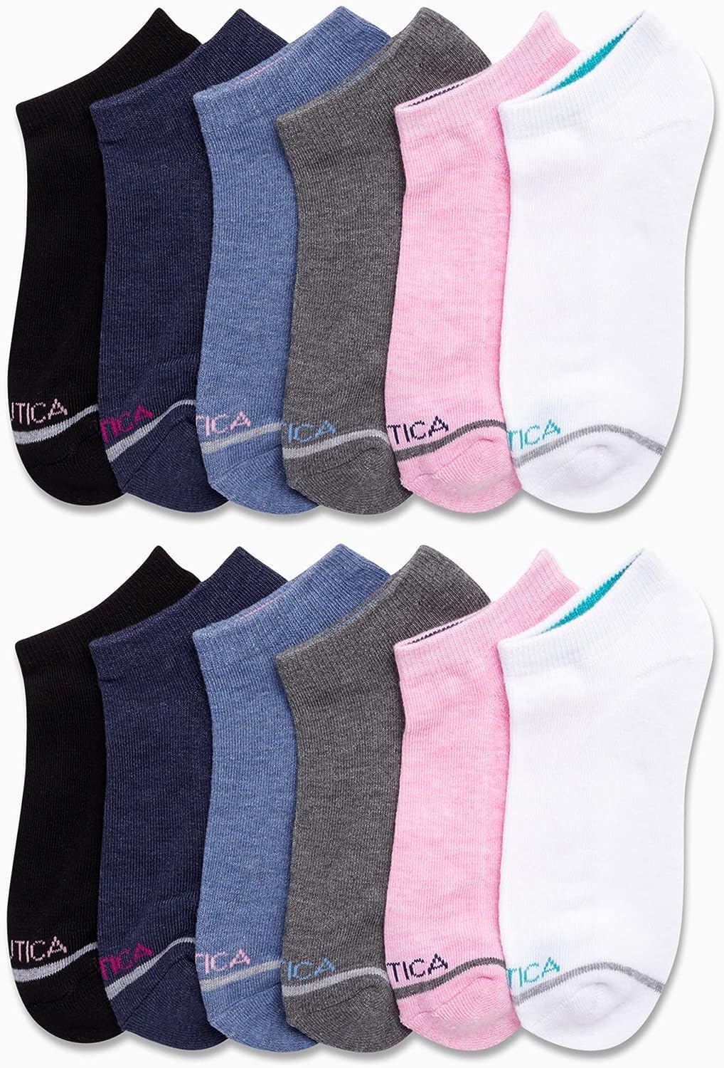 Nautica Womens No Show Socks - 12 Pack Cushioned Moisture Wicking Low Cut Womens Ankle Sock - Breathable Athletic Women Socks - Image 3