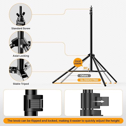 Miniatura 3 de Soporte para telón de fondo, 10 x 7 pies (ancho x alto), kit de soporte ajustable con 2 barras transversales, 8 abrazaderas de telón de fondo, 2